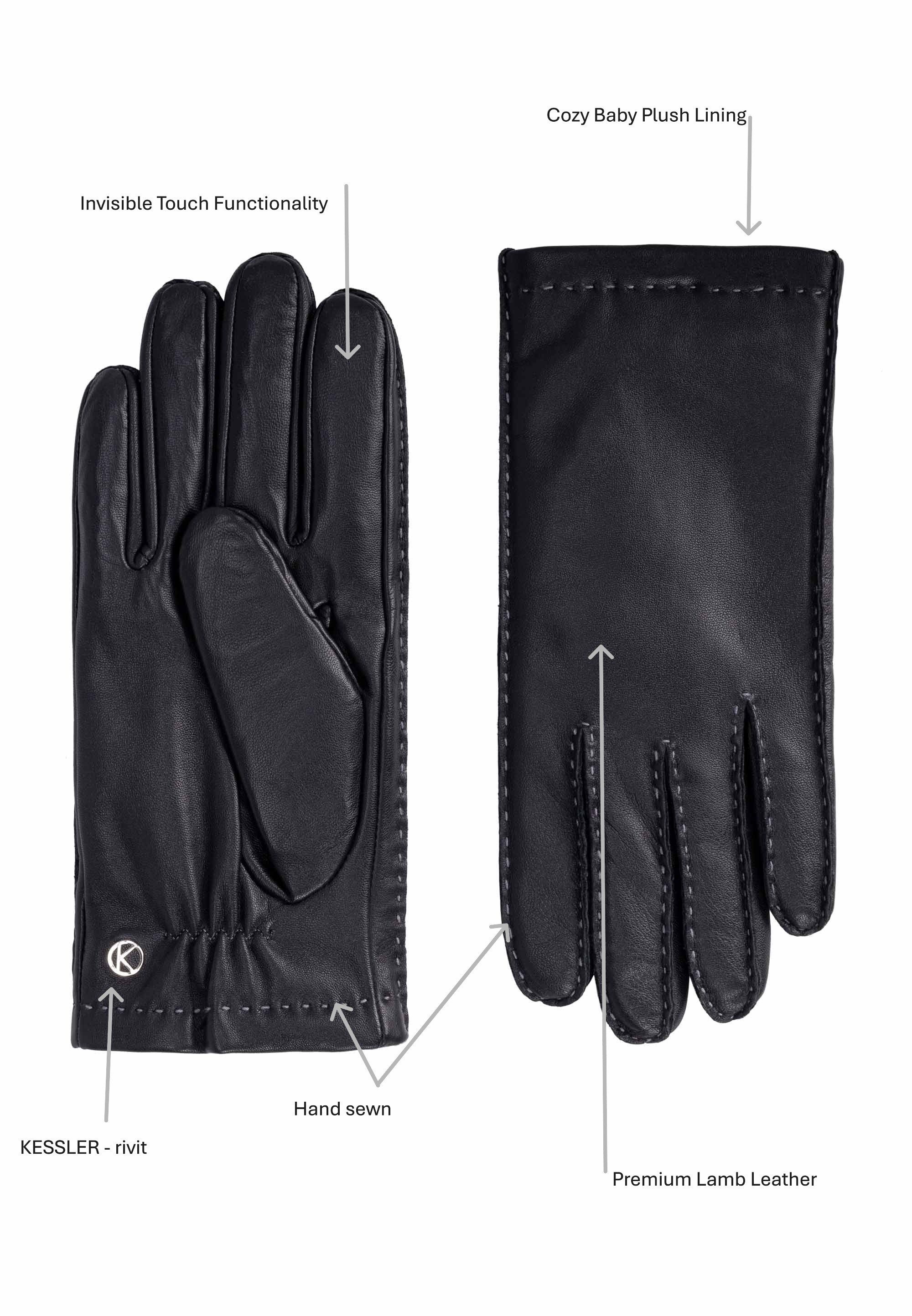 KESSLER Lederhandschuhe Style Billie (Paar, 1-St., Handschuhe) Leather Working Group zertifiziertes Leder, warmes Plüschfutter