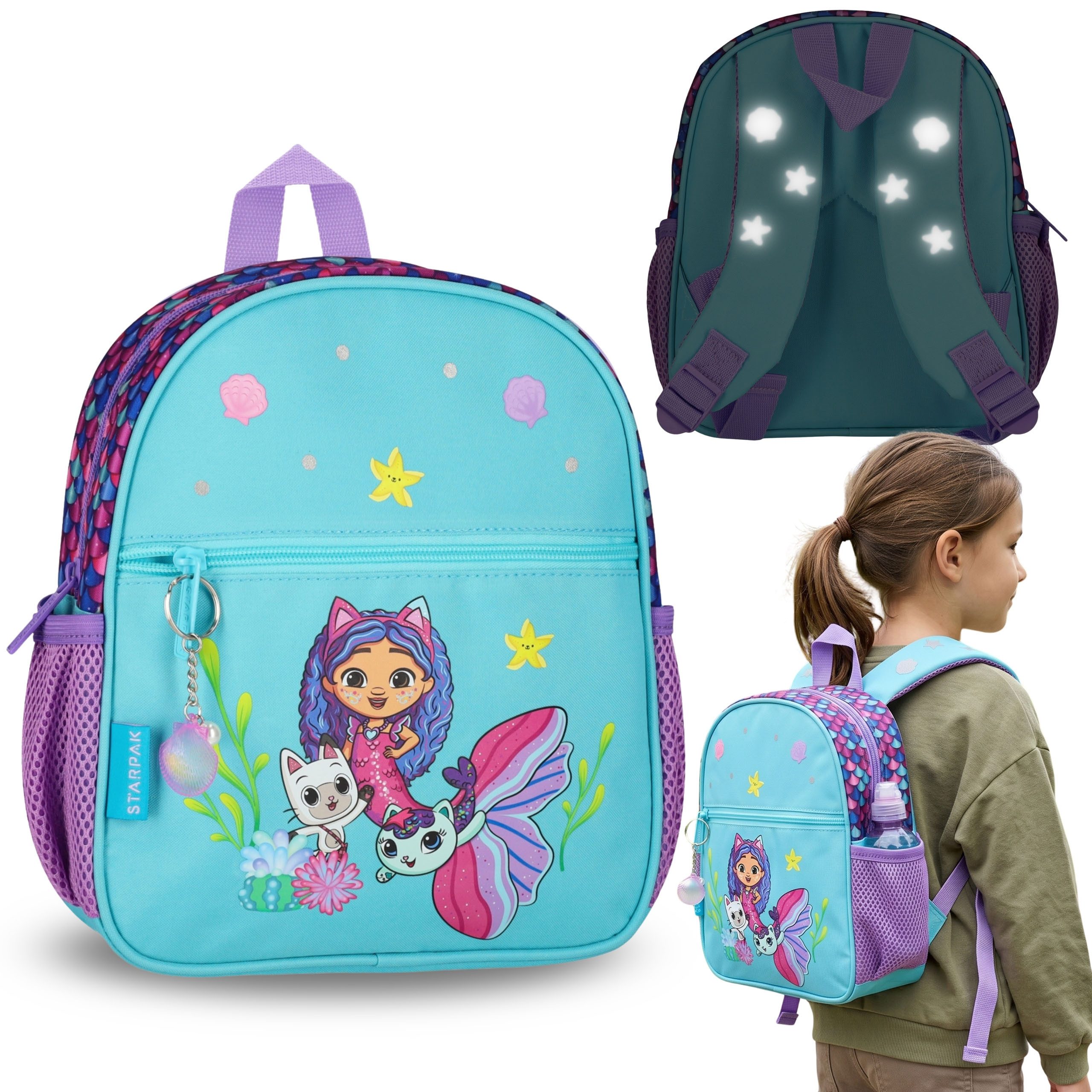 Schulrucksack Gabby's Dollhouse Kindergartenrucksack Mädchen 5 L mit Reflektoren
