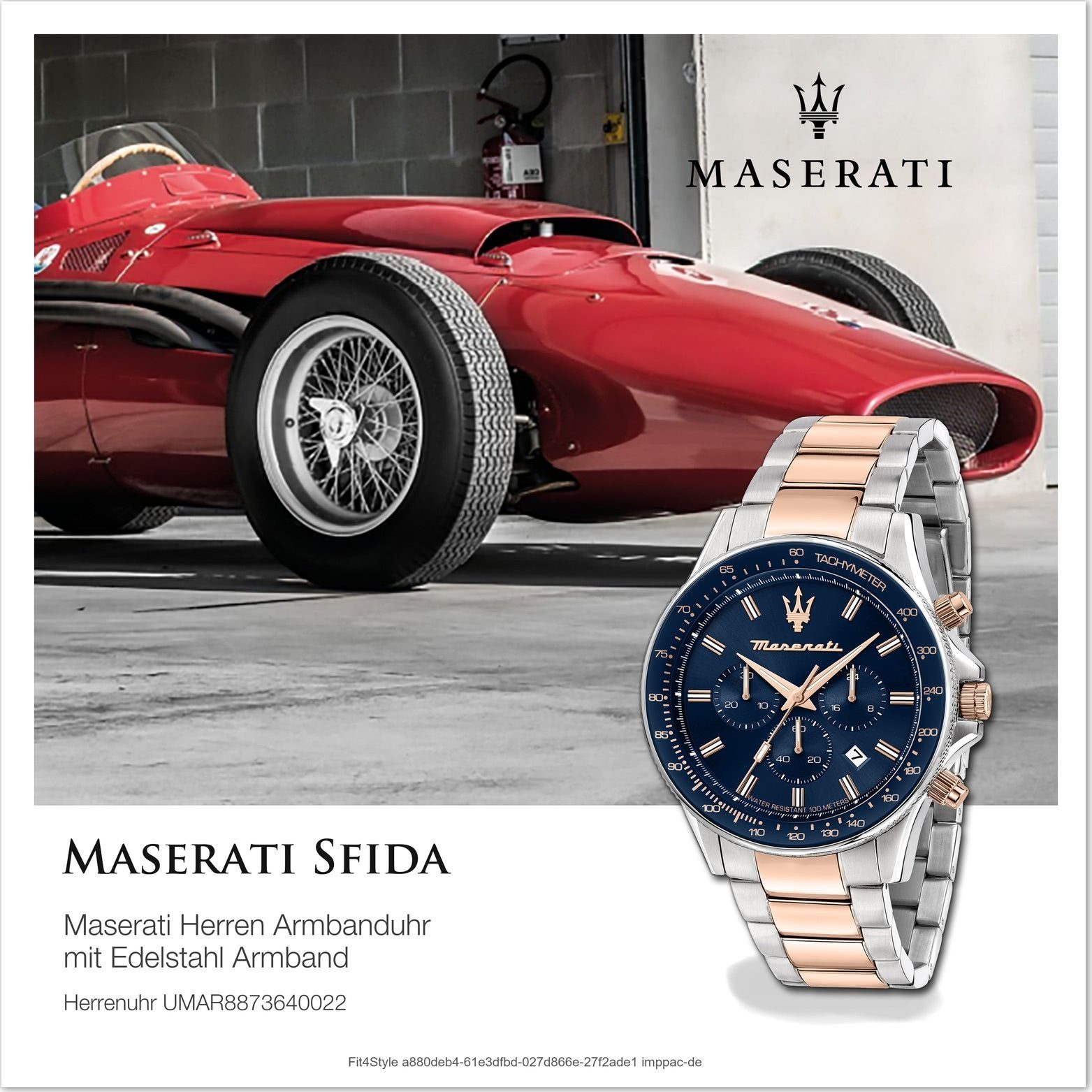 MASERATI Chronograph Maserati Herrenuhr rundes Herrenuhr 44mm) Gehäuse, Edelstahlarmband, Chrono, groß Sfida (ca. blau