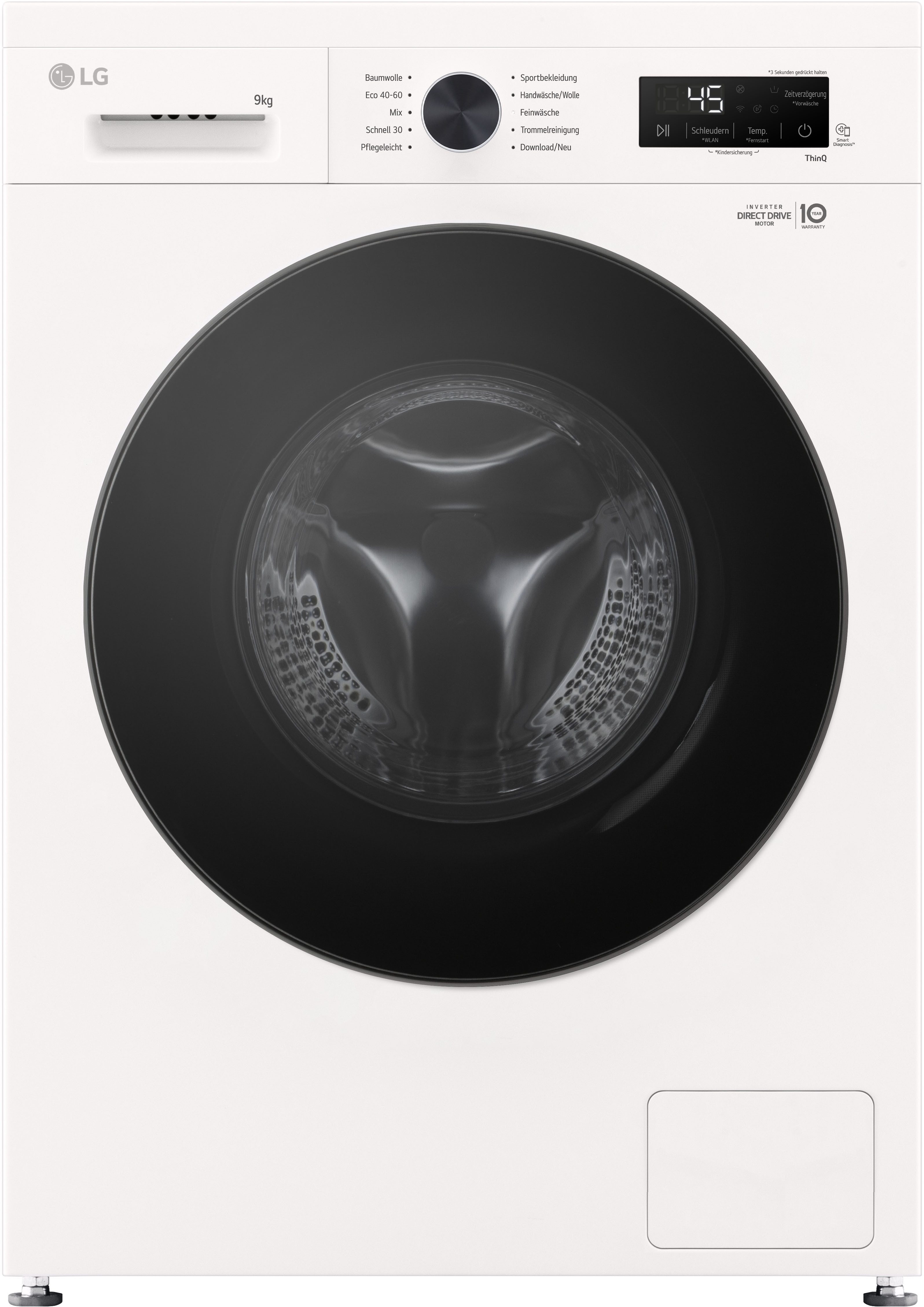 LG Waschmaschine VB F4WB309Y, 9 kg, 1350 U/min, Freistehend mit Unterbaumöglichkeit