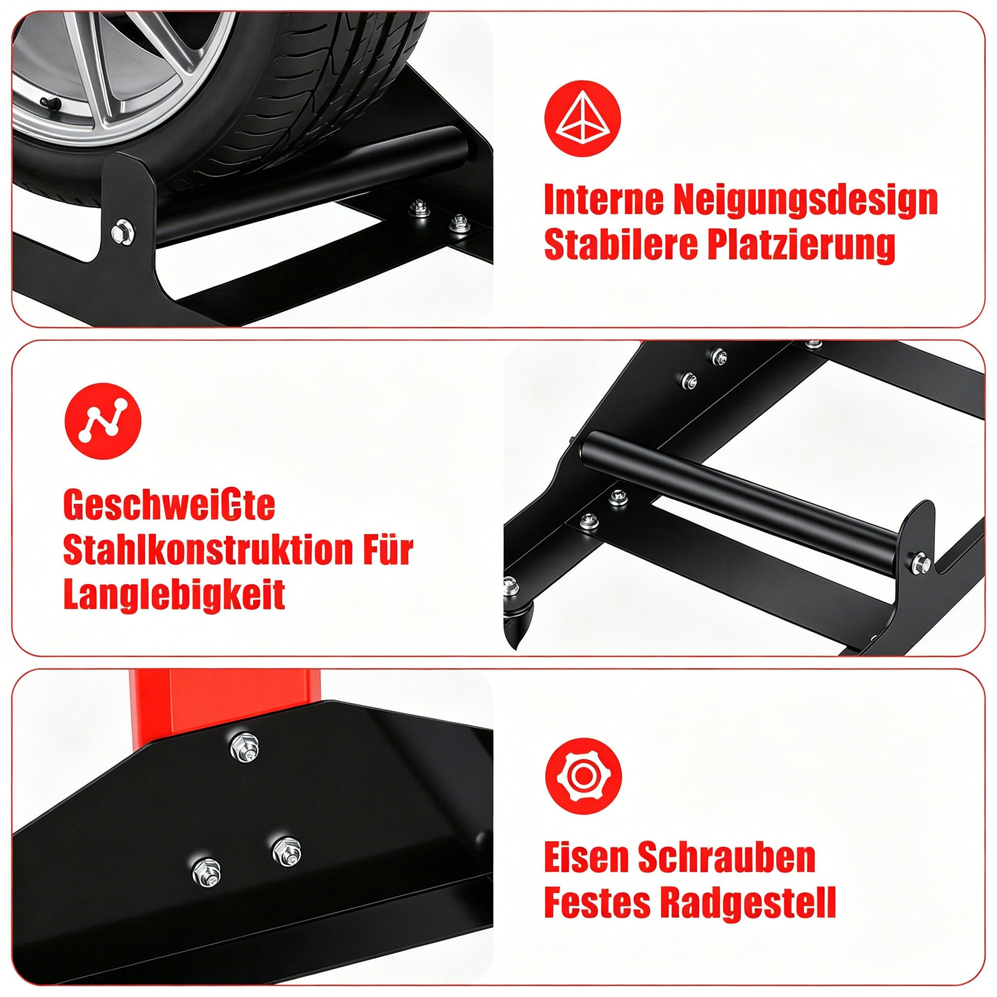 Rutaqian Felgenbaum Felgenständer mit Laufrollen, Radständer zum Reinigen von Reifen, Wheel Rim Stand with Castors, Schwerlast Felgenständer für PKW SUV LKW