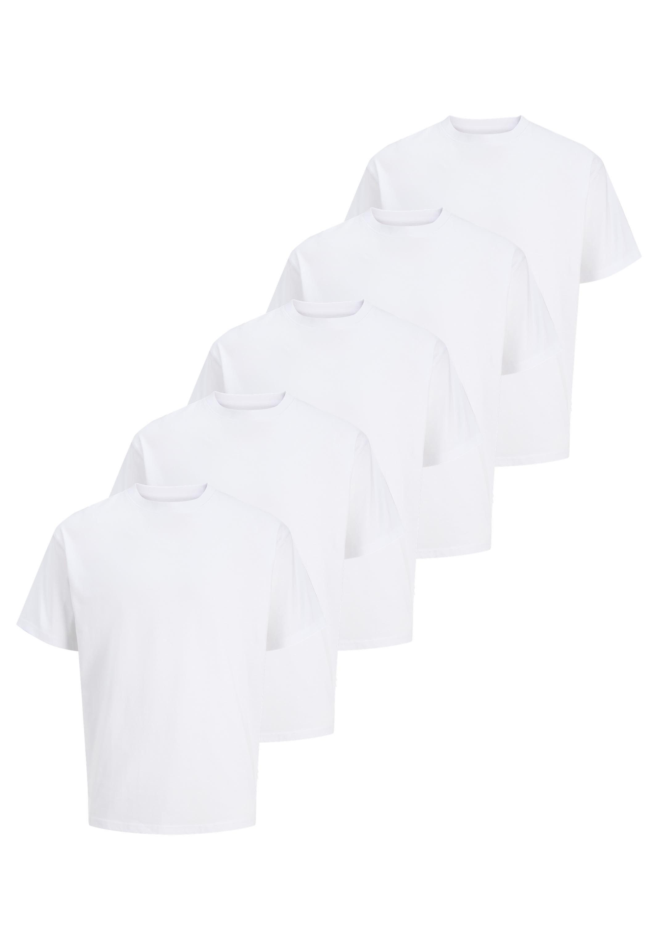 Jack & Jones T-Shirt 5er Pack Cotton Relaxed (Spar-Set, 5-tlg) T-Shirt - Baumwolle - Atmungsaktiv
