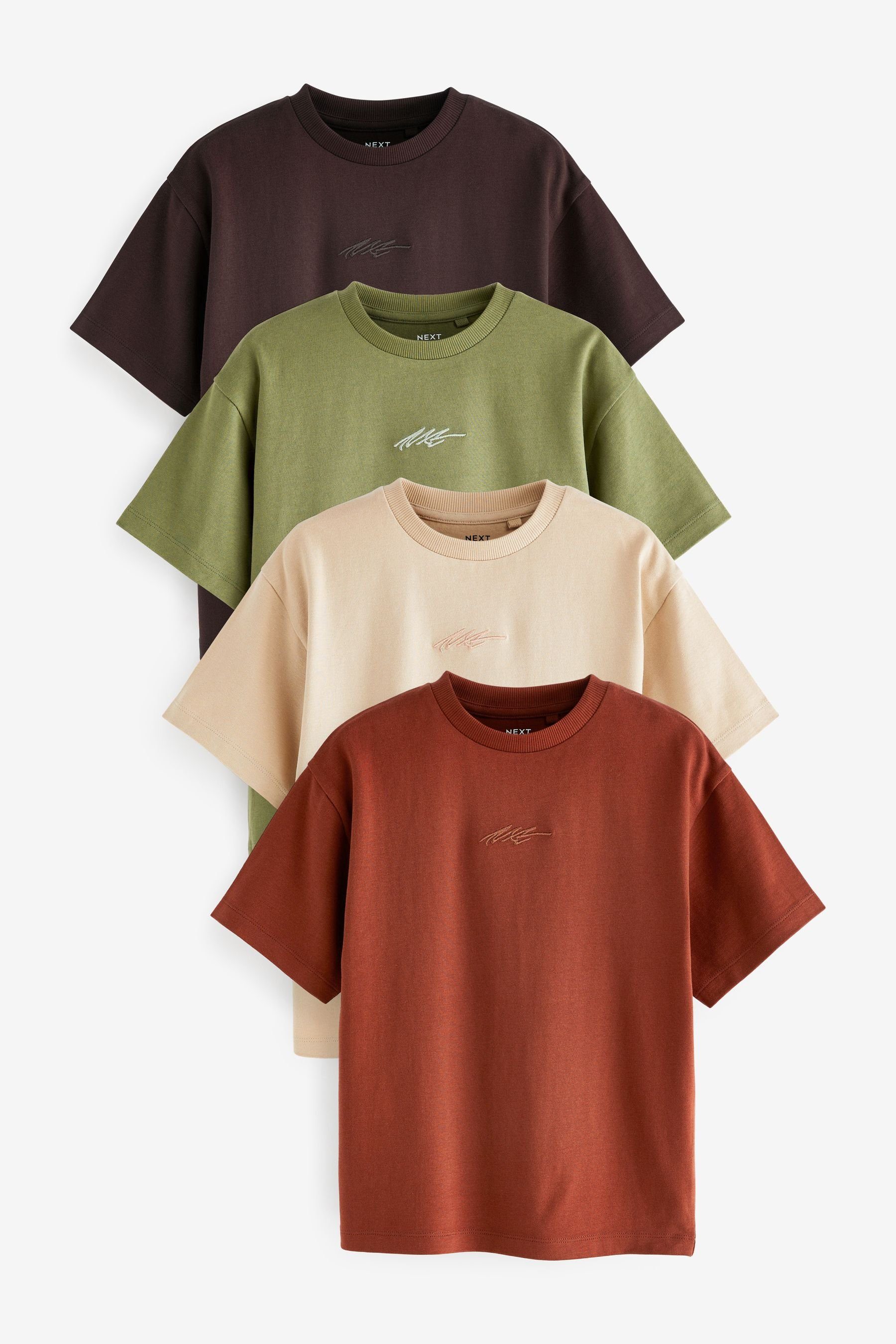 Next T-Shirt Relaxed Fit T-Shirts 4er-Pack Ärmeln (4-tlg) kurzen mit