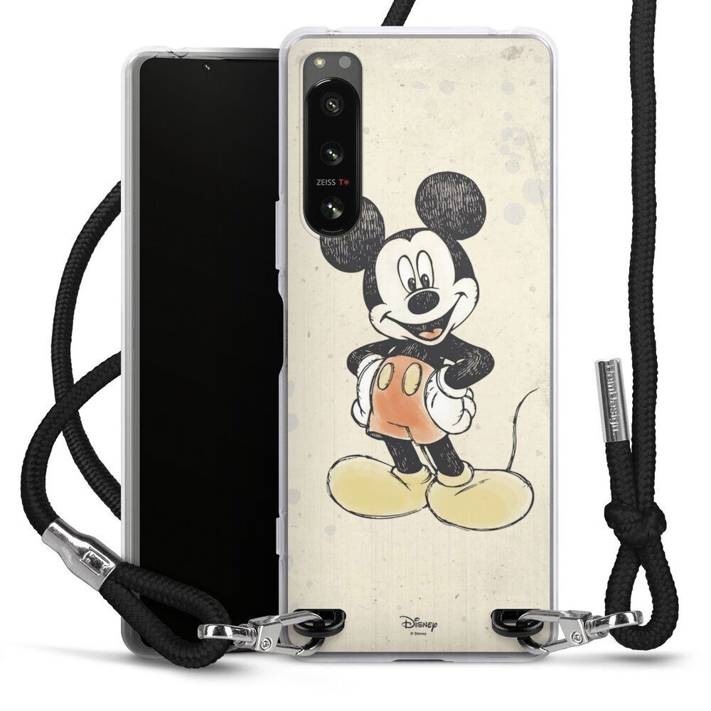 DeinDesign Handyhülle Offizielles Lizenzprodukt Wasserfarbe Mickey Watercolor, Sony Xperia 5 IV Handykette Hülle mit Band Case zum Umhängen