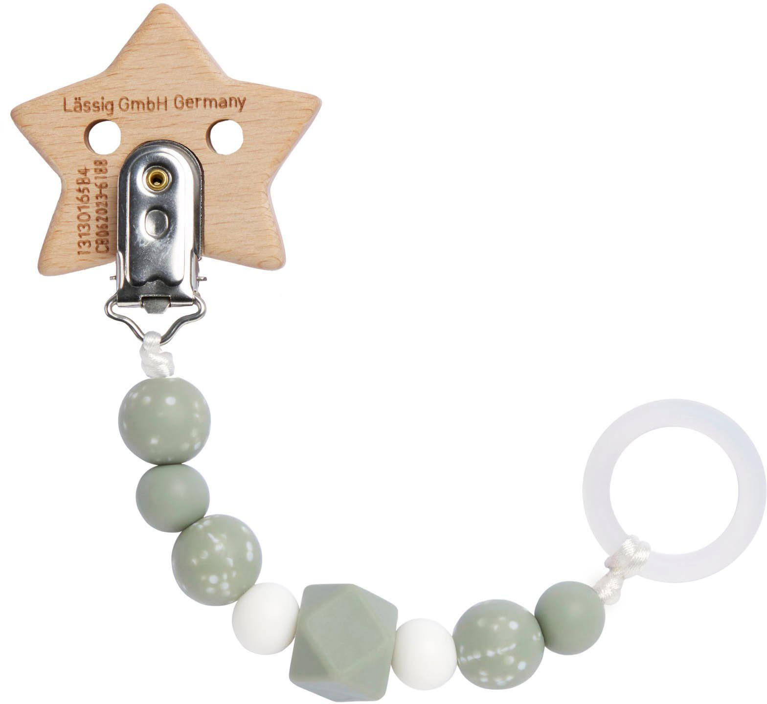 LÄSSIG Schnullerbefestigung Little Universe, star olive