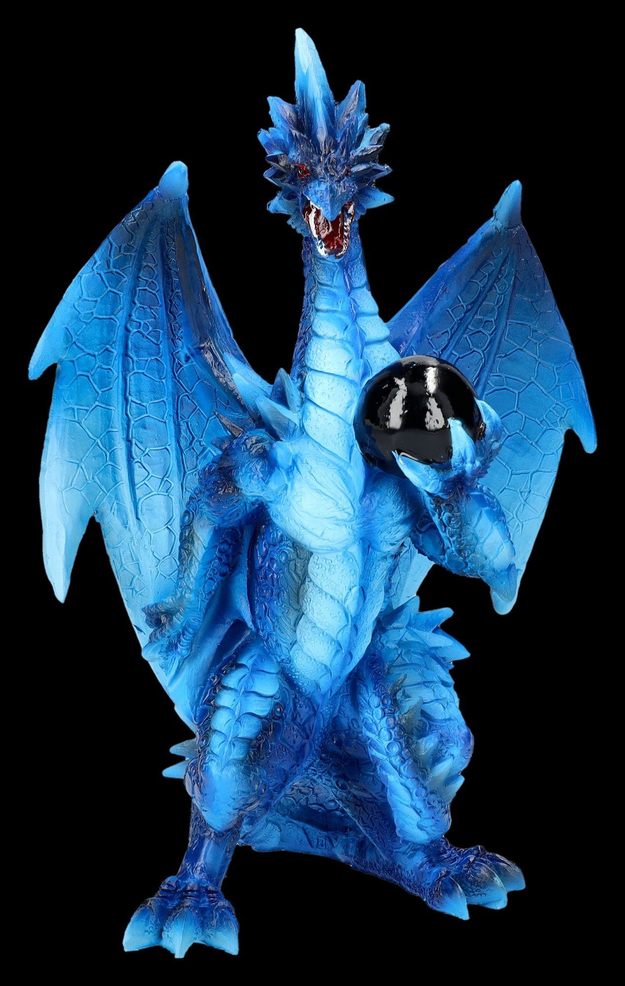 Figuren Shop GmbH Fantasy-Figur Drachen Figur blau - Yukiharu`s Orb - Fantasy Dekofigur Drachenfigur