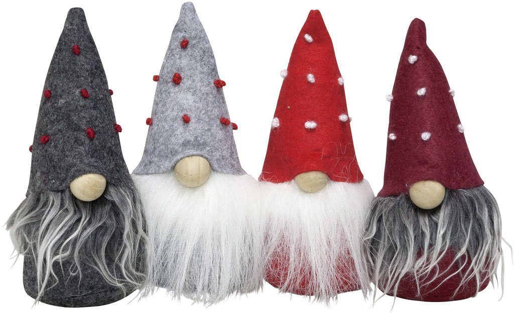 verschieden 4 (Dekofiguren, 12 Designs, im 10cm Weihnachtsdeko Wichtel St., Gnome, Weihnachtsfigur Paradise 12tlg. Set), Geschenkset farbige Christmas