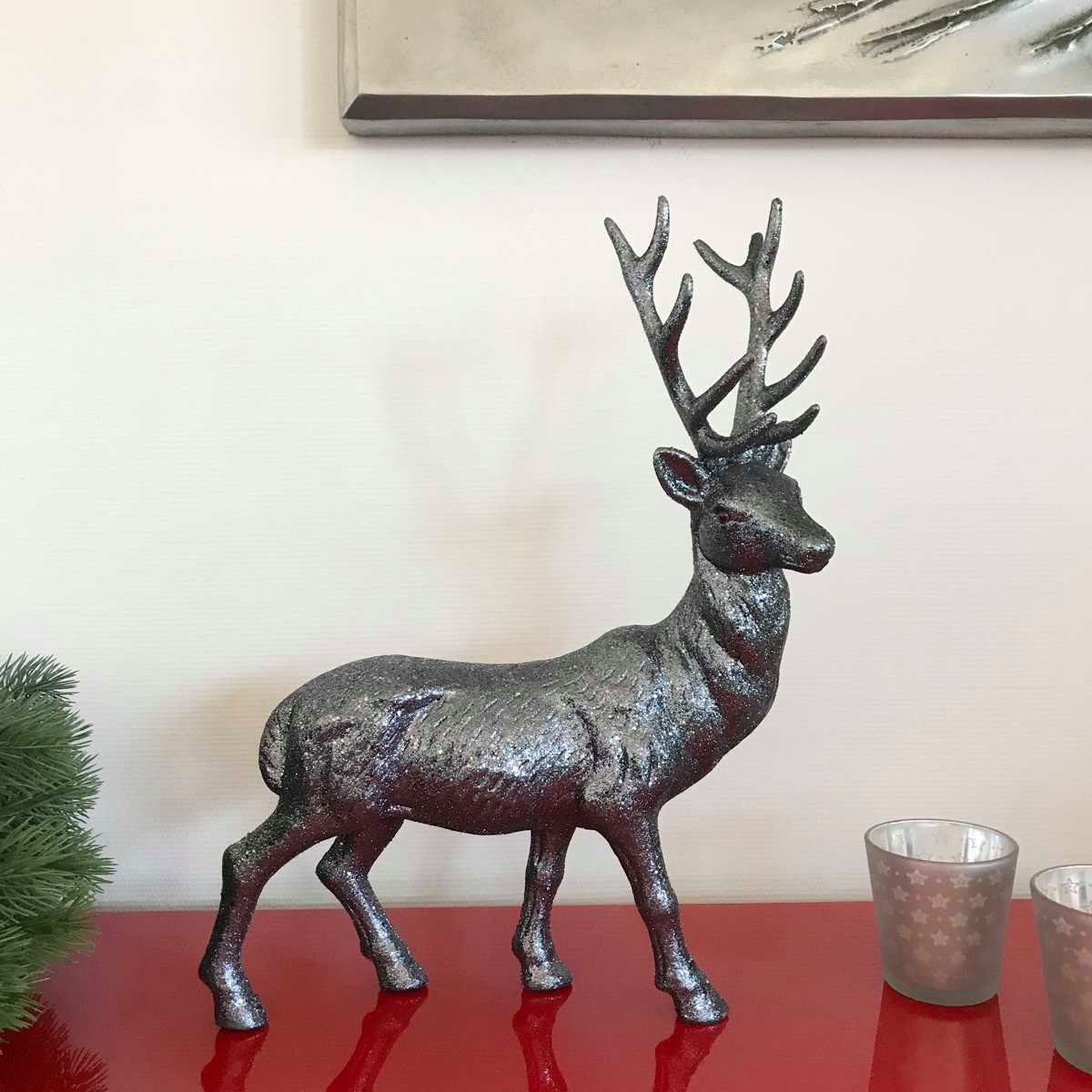 AM Design Dekofigur AM-Design Glitzer Hirsch anthrazit H ca 39cm (Stück)
