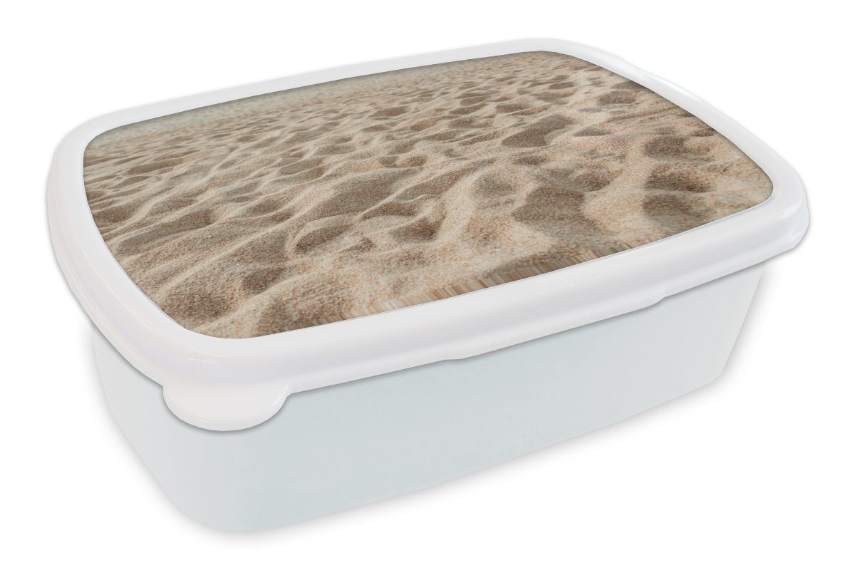 MuchoWow Lunchbox Sommer - Sand - Strand, Kunststoff, (2-tlg), Brotbox für Kinder und Erwachsene, Brotdose, für Jungs und Mädchen weiß