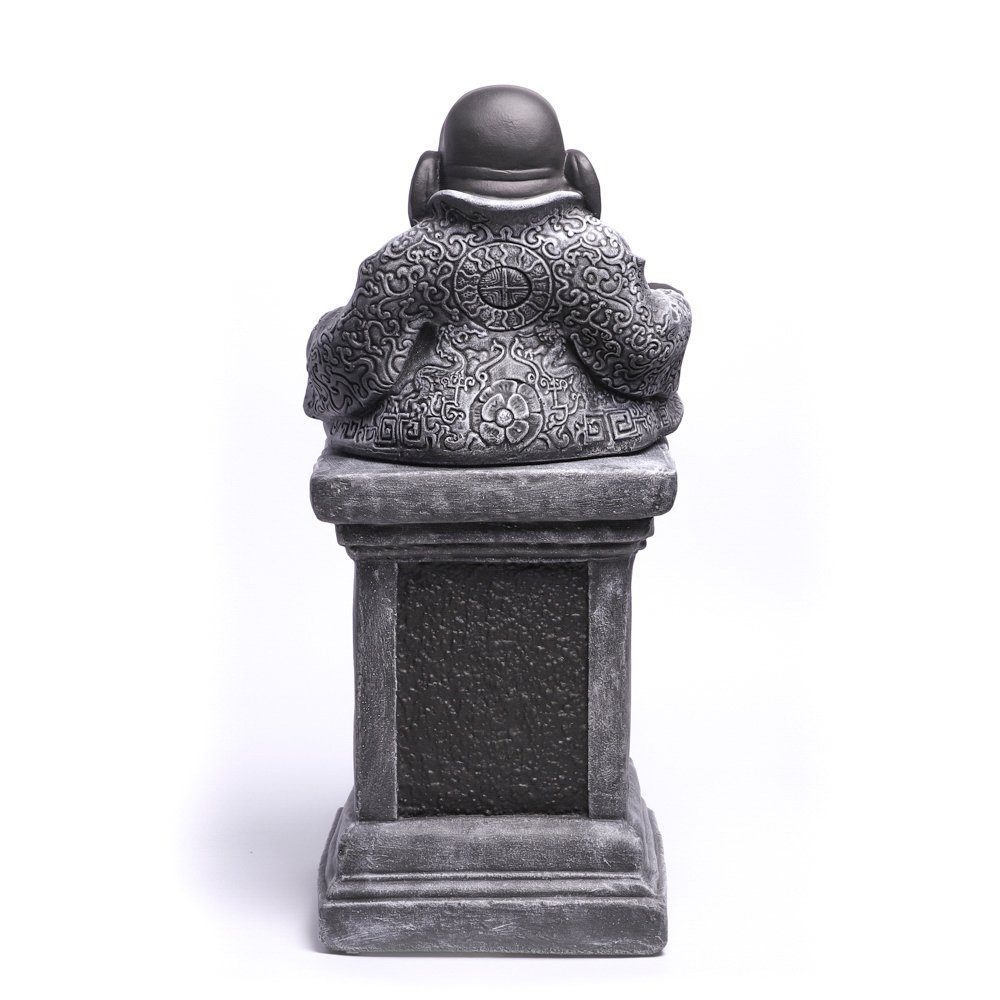 Made Garten Tiefes und für Buddha winterfest, - schwarz mit Steinfigur Buddhafigur Haus, Germany Figur Steinsäule frostsicher, Kunsthandwerk in