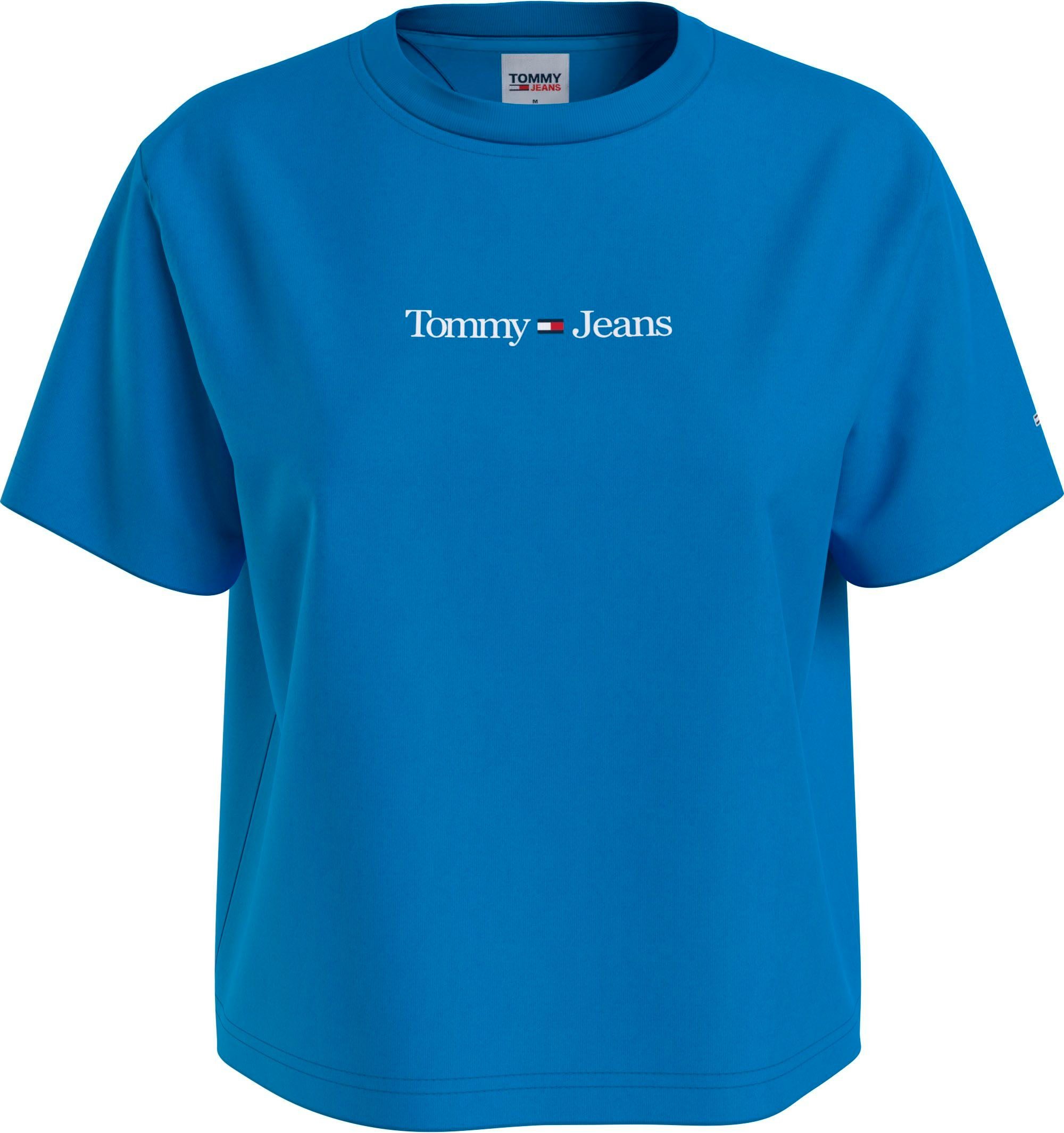 Tommy Jeans Kurzarmshirt TJW CLS SERIF LINEAR TEE mit Tommy Jeans Linear Logoschriftzug blau