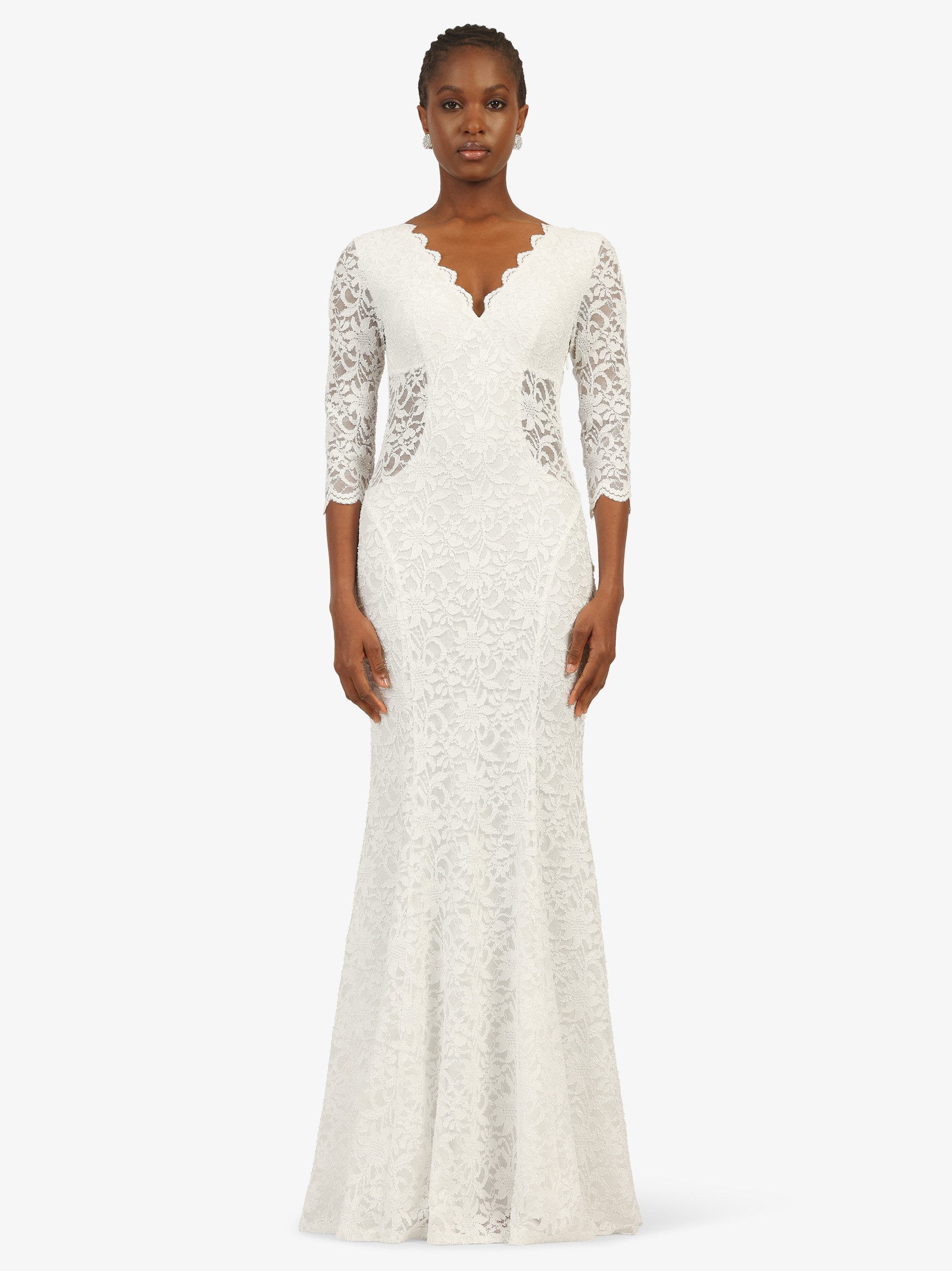 Kraimod Abendkleid mit V-Ausschnitt & 3/4-Ärmeln