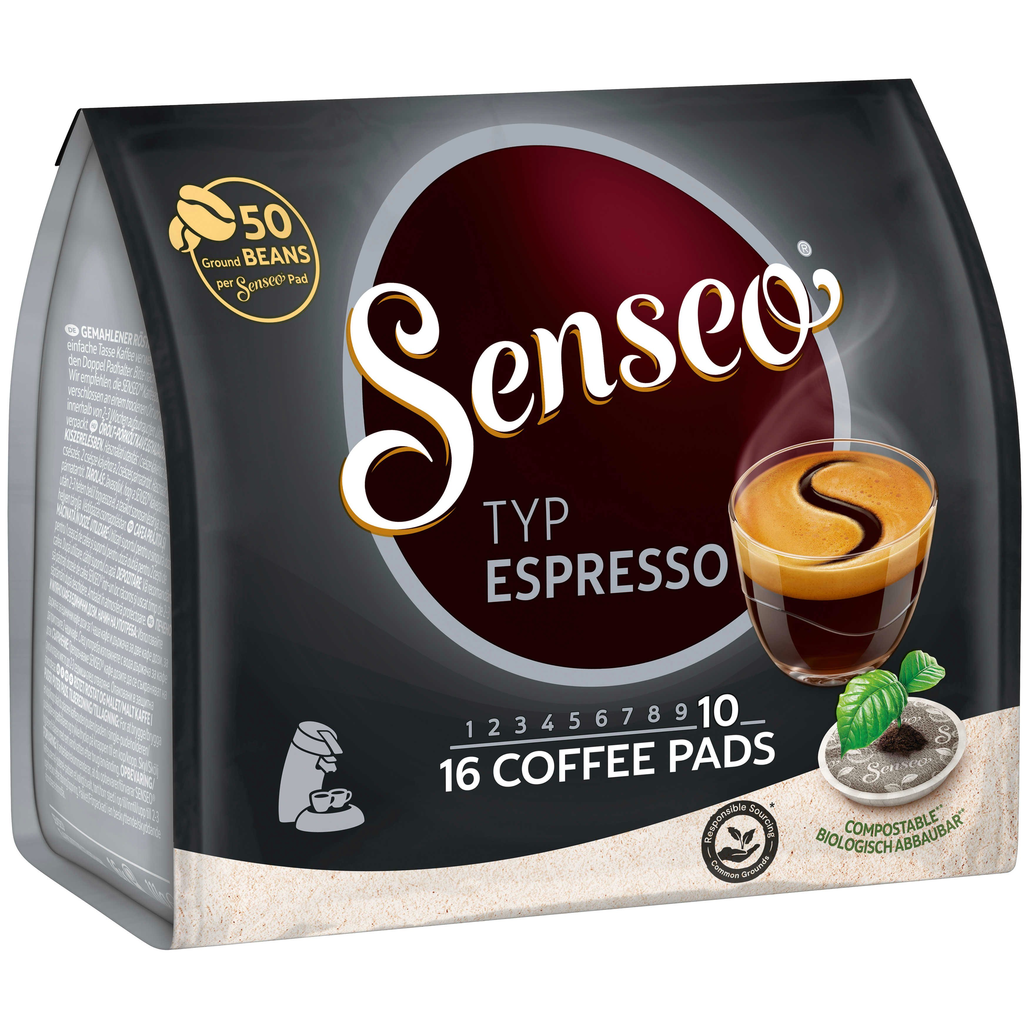 Senseo Kaffee Pads Typ Espresso Senseopads kräftig 10x 16 Kaffeepads, (Packung, 10er Pack)