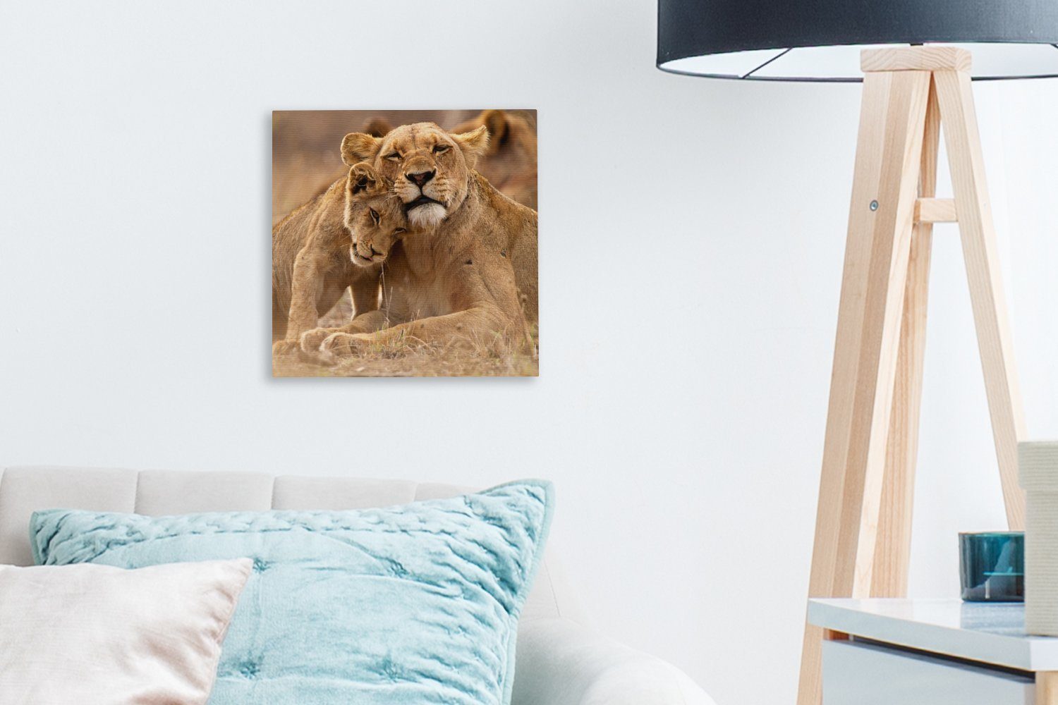 OneMillionCanvasses® Leinwandbild (1 Löwe Leinwand St), Schlafzimmer Tiere - Wohnzimmer - Bilder Jungtier, für Wilde