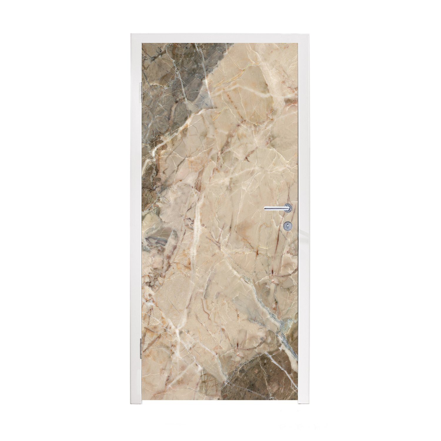 Türaufkleber, - Granit bedruckt, Fototapete Schwarz - Türtapete Matt, MuchoWow 75x205 Weiß für Tür, (1 St), Kristall, cm -