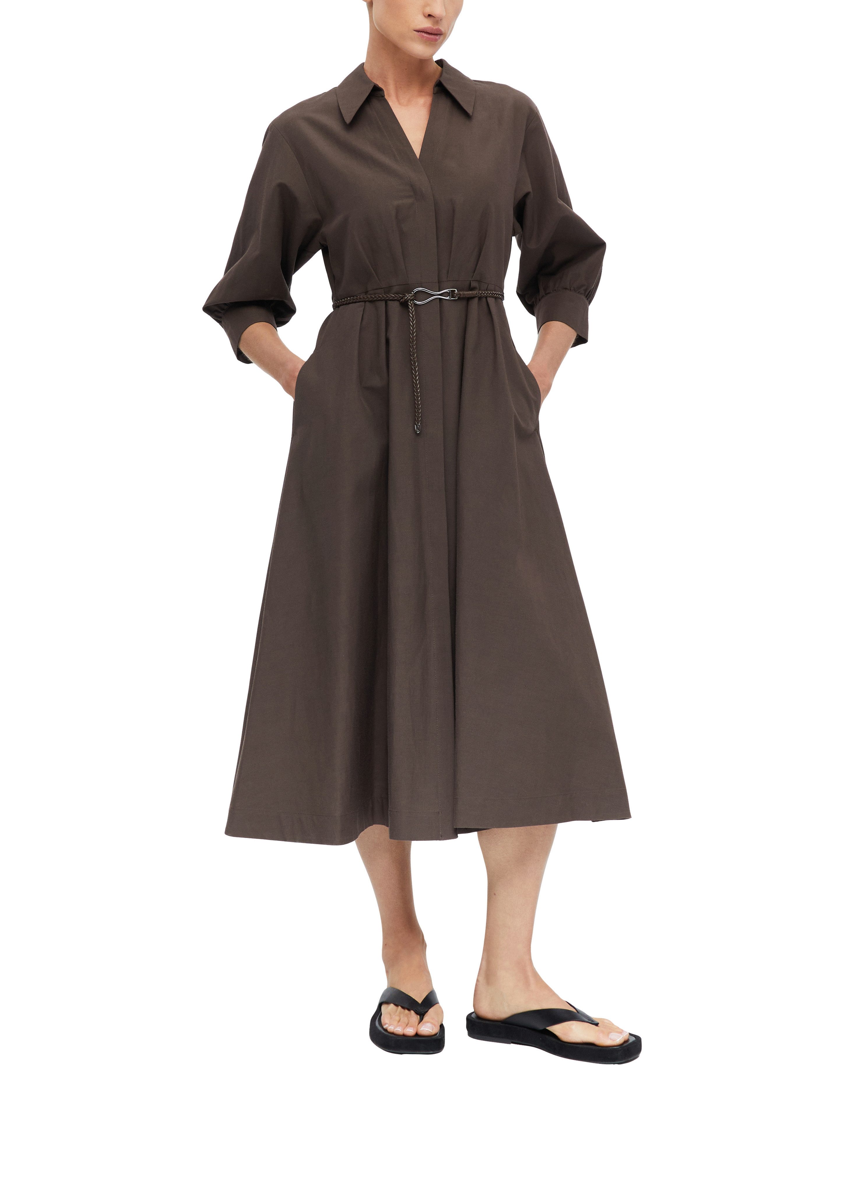 comma Blusenkleid Habalm Sommerkleid mit dekorativem Gürtel – Bild 3 von 4