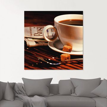 Artland Glasbild Kaffeetasse und Zeitung, Getränke (1 St), in verschiedenen Größen