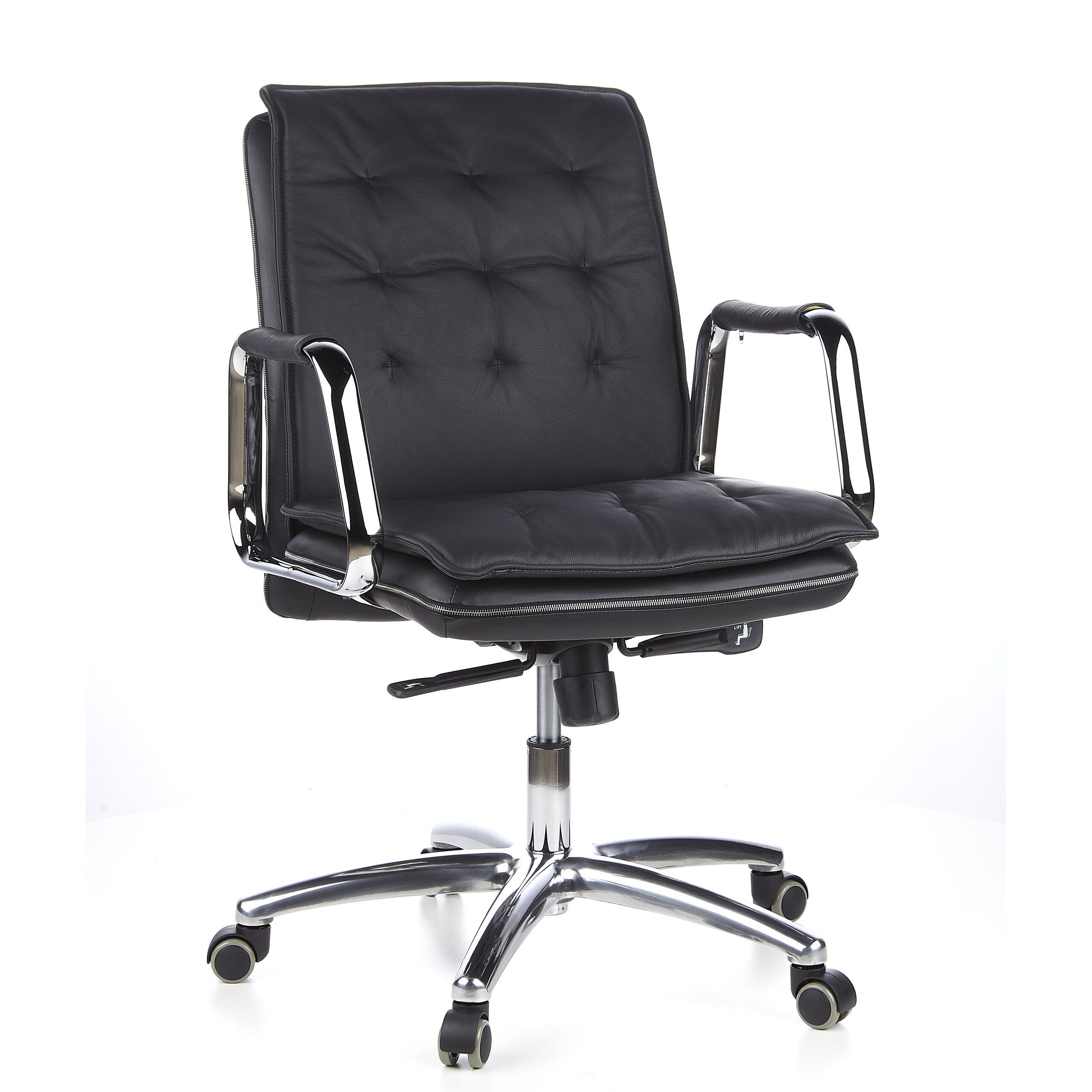 hjh OFFICE Chefsessel Profi Chefsessel VILLA 10 Leder mit Armlehnen, Drehstuhl Bürostuhl ergonomisch