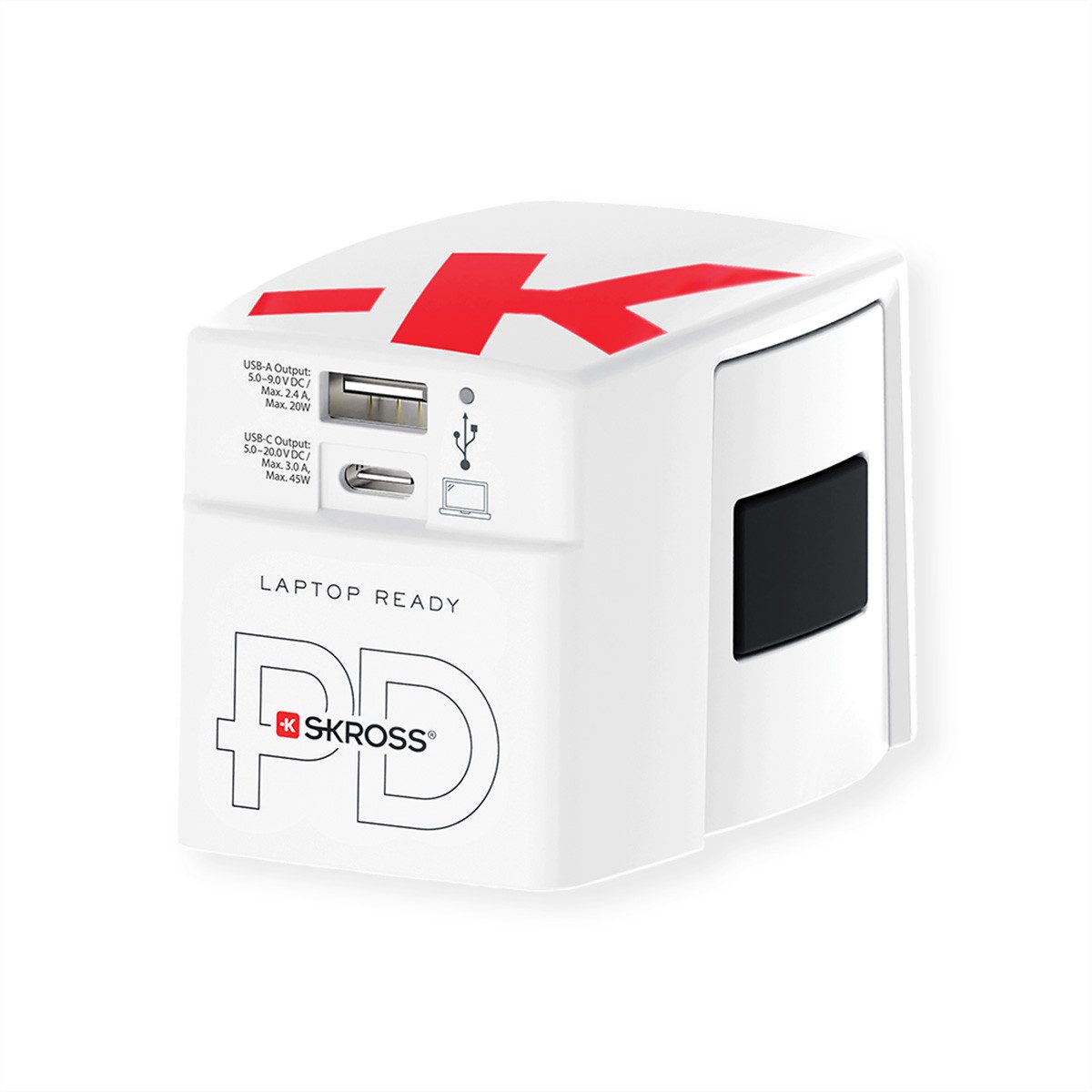 SKROSS World USB Charger A/C 45PD mit USB-C Kabel Stromadapter, Weltweit