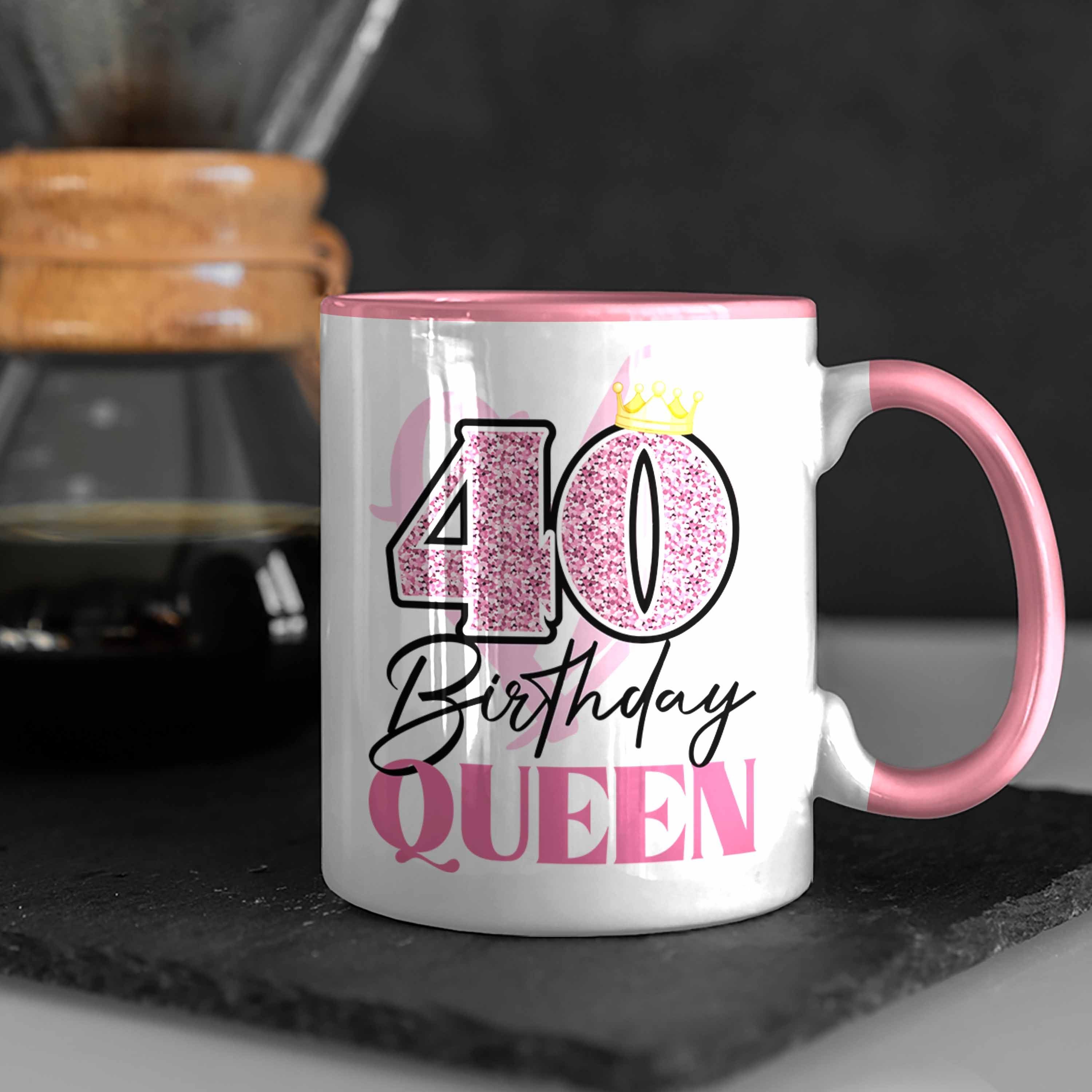 Trendation Tasse Trendation - 40. Frauen Mutter Geschenk Tasse 40 Geschenkidee Frau 40er Geschenke Rosa Geburtstag Lustig