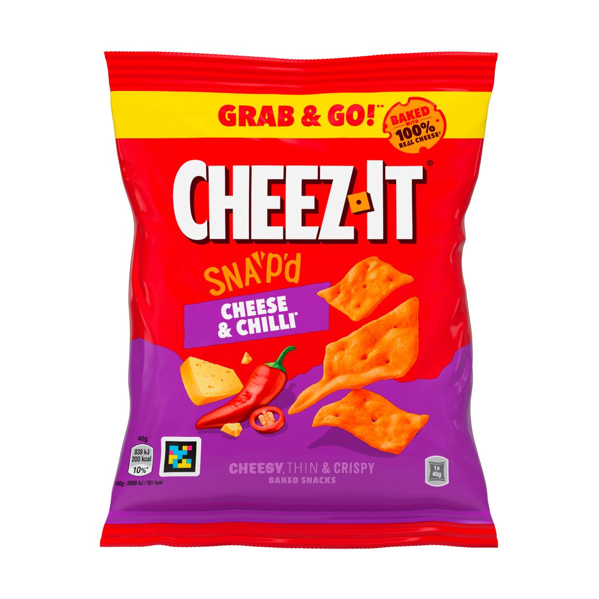 Cheez-It Knabberei, Cheez-It Cheese and Chili Grab and Go dünne Snacks Packung 40g