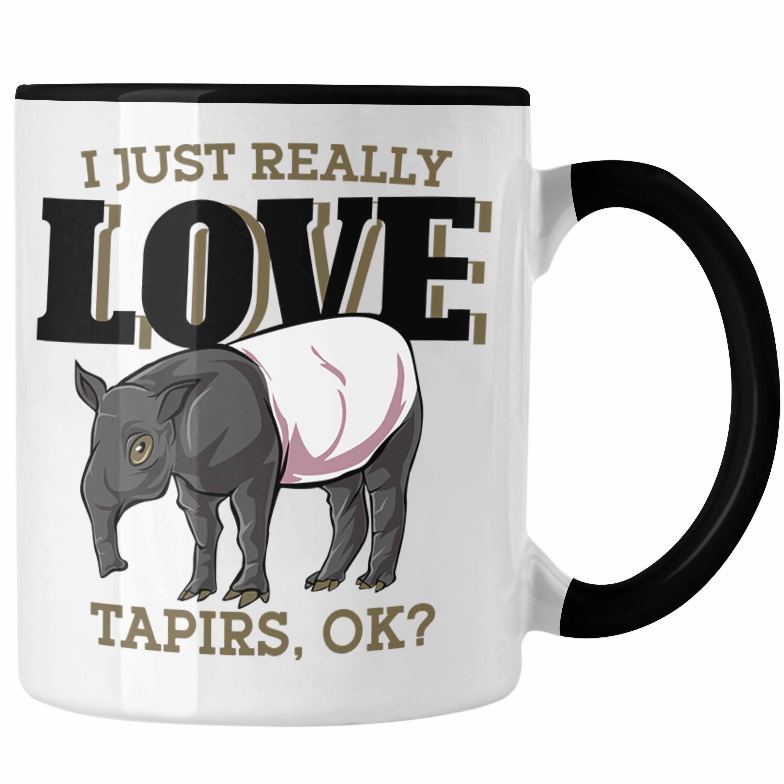 Trendation Tasse Lustige Tapir Tasse Geschenk Tapir Liebhaber Schwarz