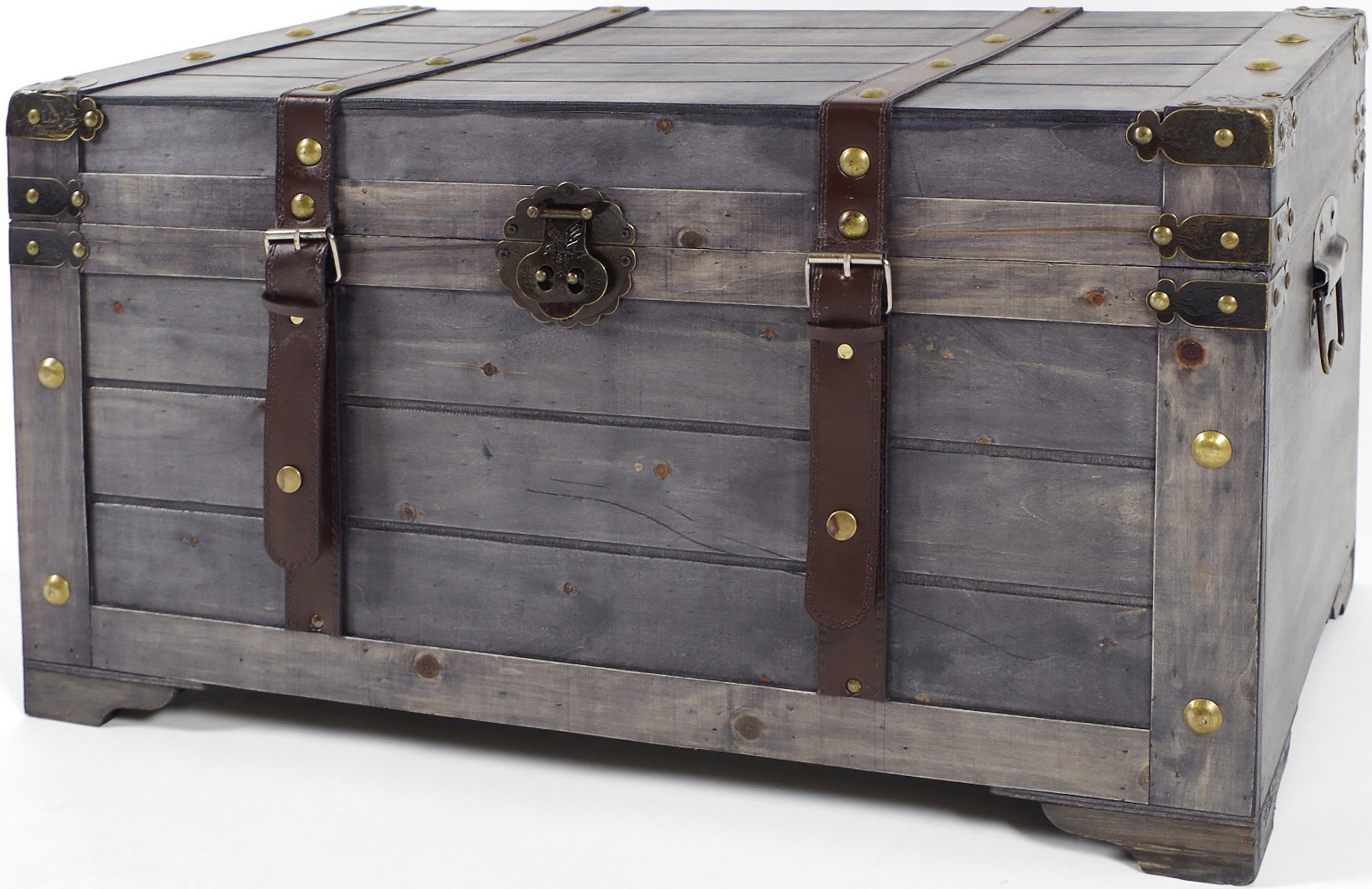 Kobolo Truhe Kiste KUBA aus Holz grau 70x35x38 cm | Truhen