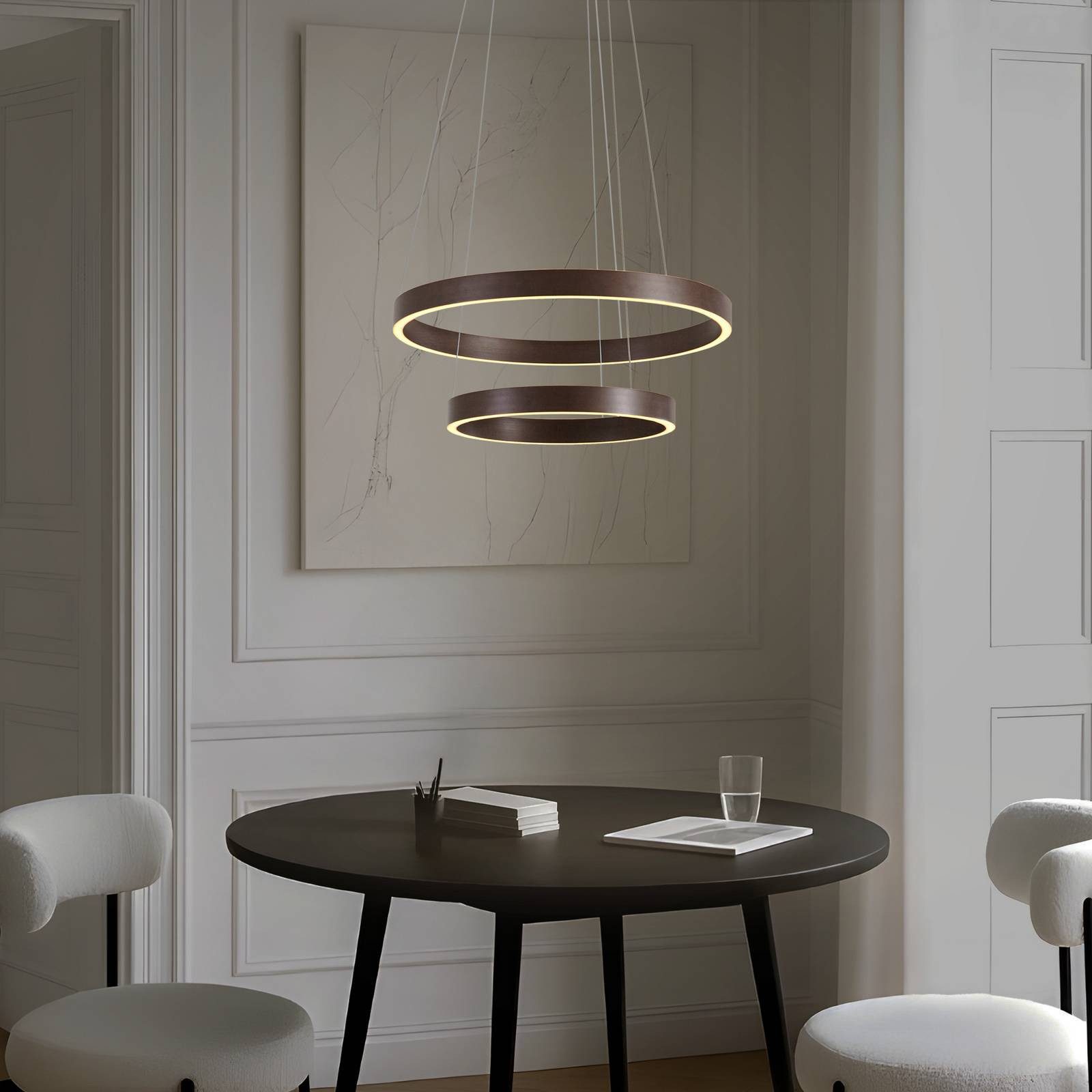 Lucande Hängeleuchte Yonam, LED, Metall, Braun Farbwechsel warmweiß / tageslicht IP20, Farbwechsel warmweiß / tageslicht