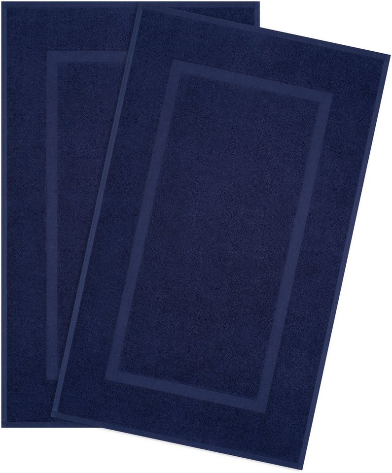 HAMMETEX Badematte Hotelmatte, Duschvorleger, Höhe 5 mm, rutschhemmend beschichtet, beidseitig nutzbar, Baumwolle, rechteckig, 2-teiliges Set, einfarbig, 100% Baumwolle