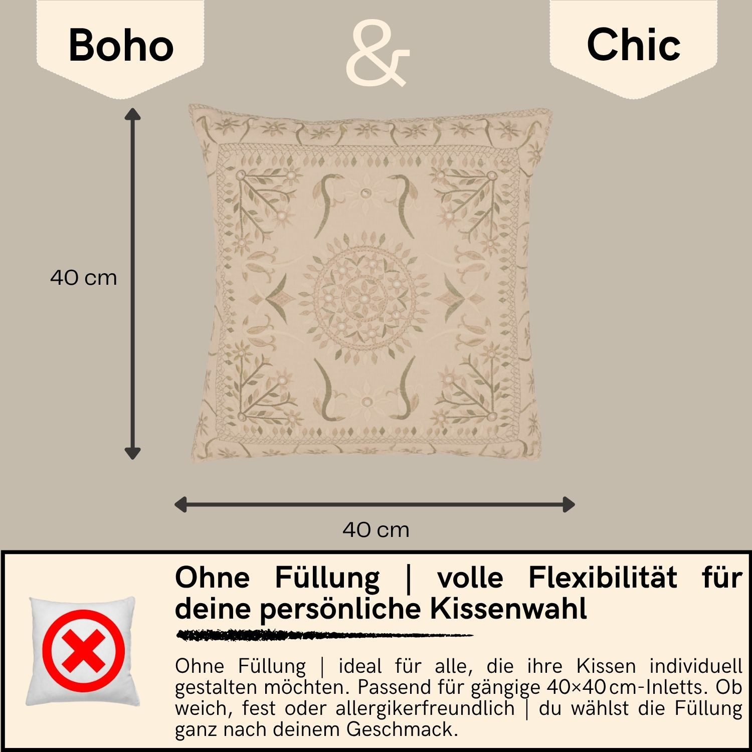 Marrakesch Orient & Mediterran Interior Zierkissen 4er Set Boho Kissenbezug Kayon orientalisch aus Baumwolle, Gold 40 cm, (4 St)