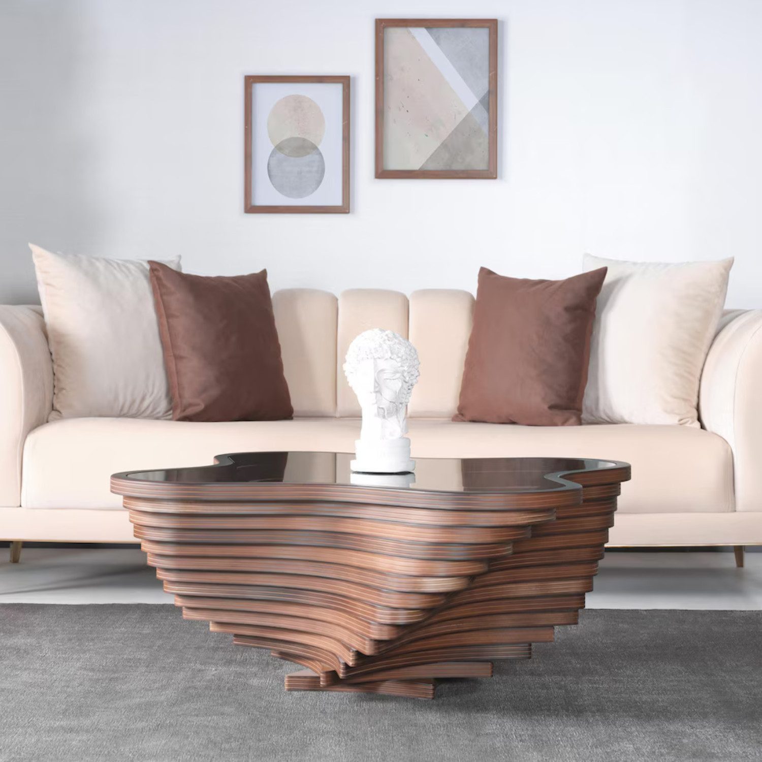 alesvelt Couchtisch Couchtisch rustikal handgefertigt Nussbaum Beistelltisc günstig online kaufen