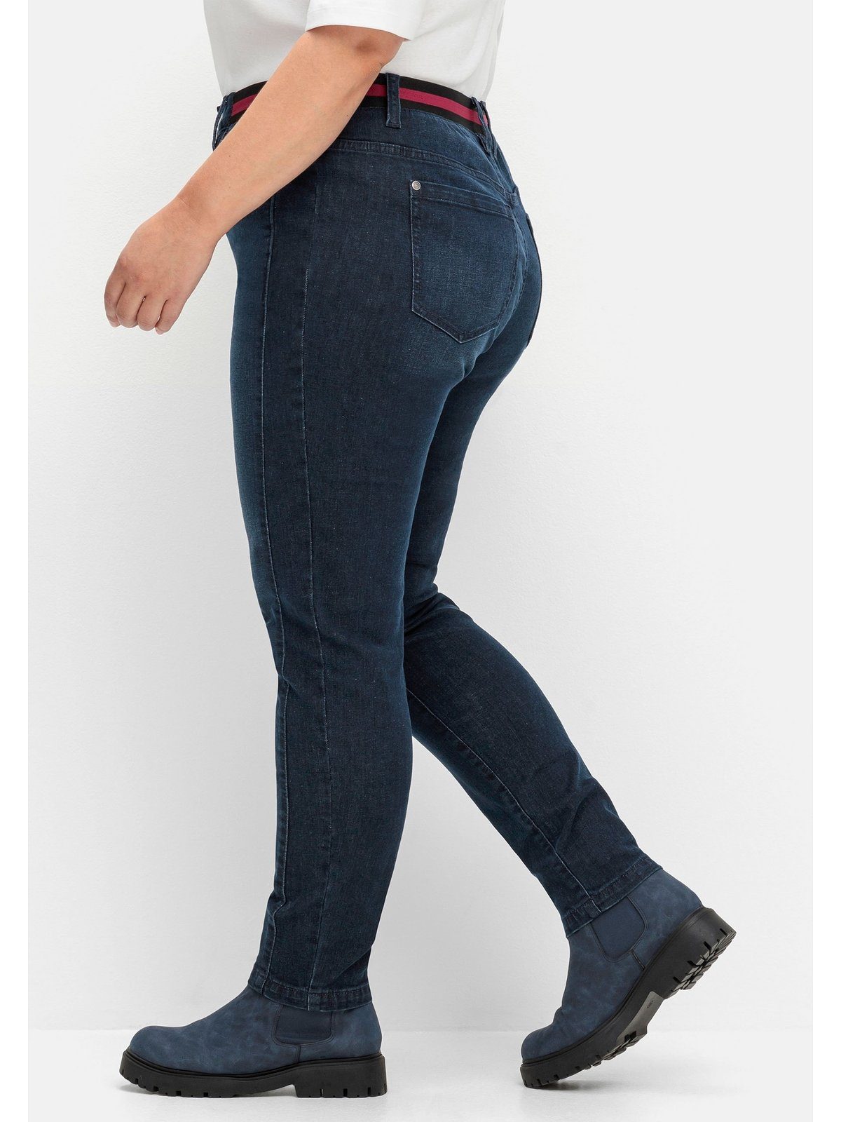 elastischen Sheego gestreiftem, mit Stretch-Jeans Größen Große Bund