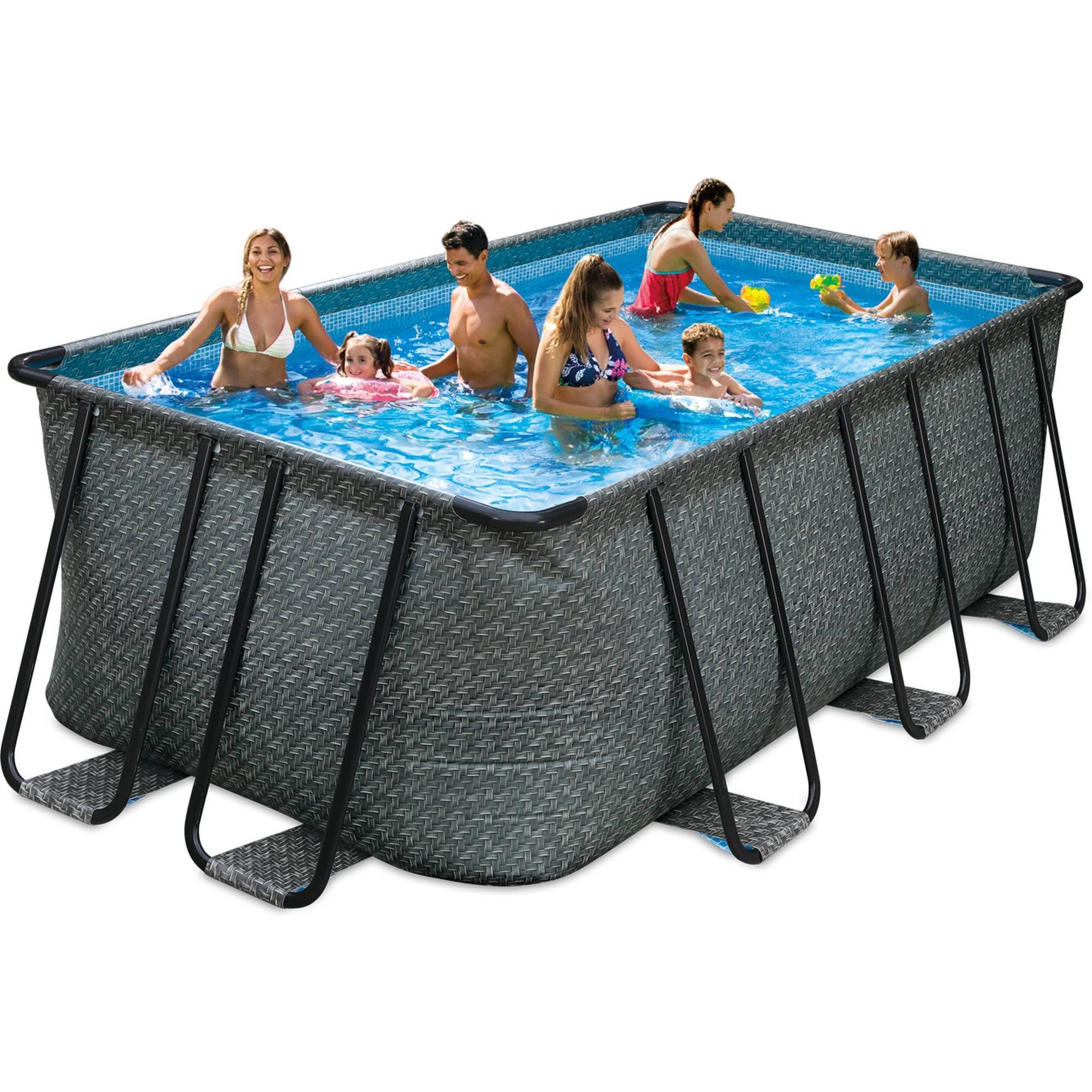 PolyGroup Framepool »Elite Rechteck Frame Pool Set Rattan Braun in vers« (Beckenset)