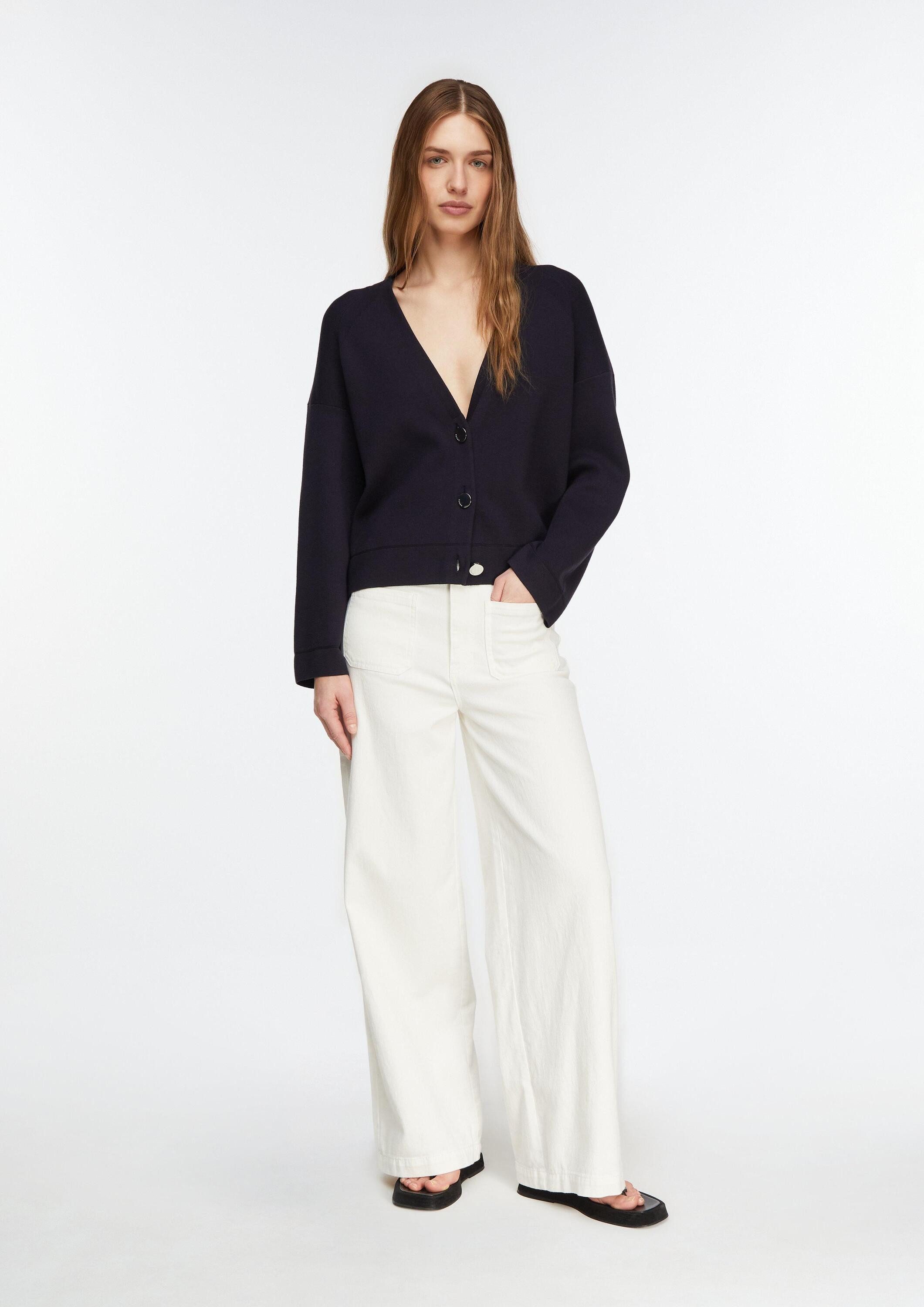 comma Weite Jeans Jeans-Hose Wide Leg-Denim mit aufgesetzten Taschen