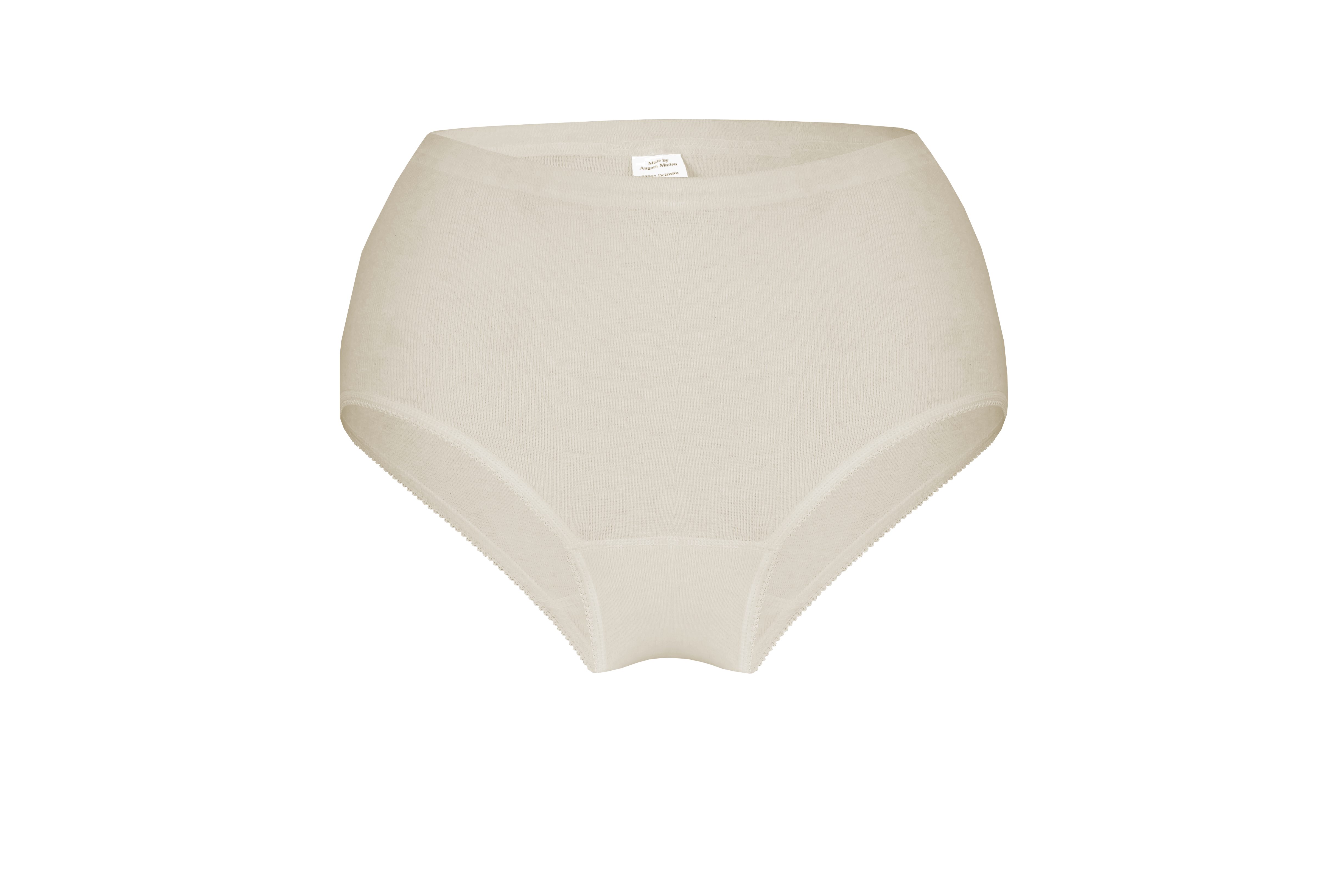 wobera NATUR Hüftslip Taillenslip für Damen mit Schurwolle GOTS&Seide naturweiß