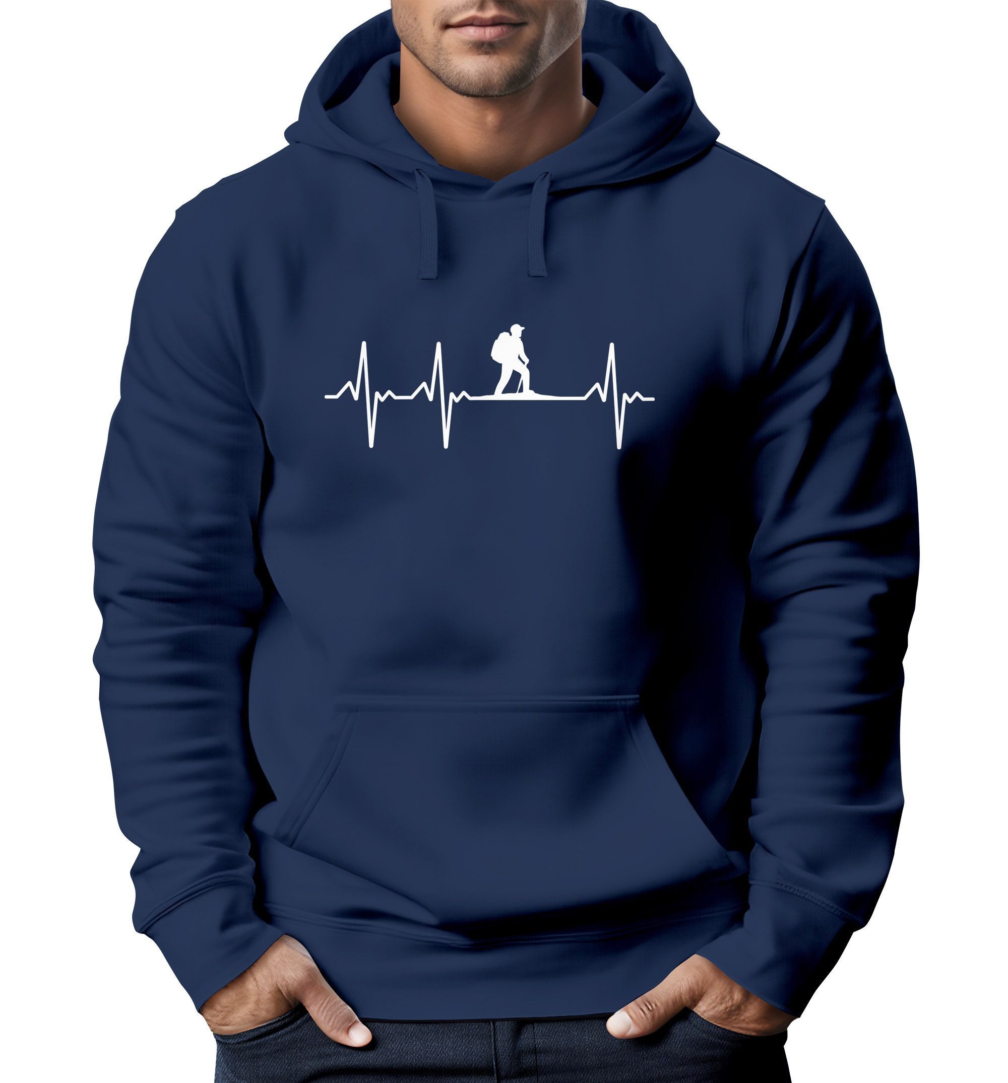 Neverless Hoodie Hoodie Herren Print Wanderer Herzschlag Outdoor Natur Moti günstig online kaufen