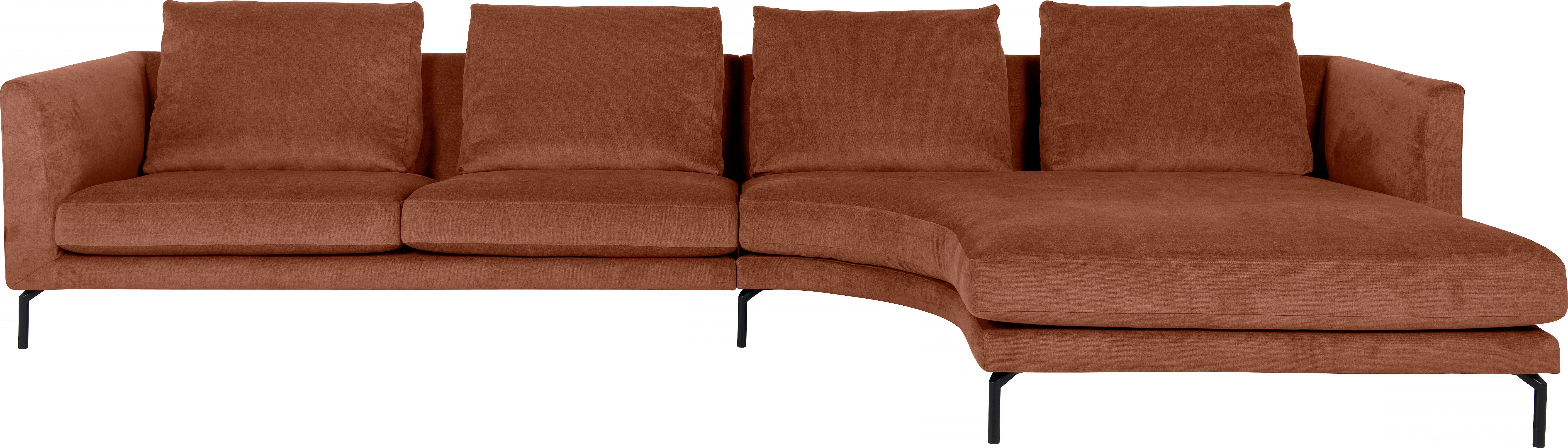 furninova Ecksofa, mit abgerundetem Longchair, im skandinavischen Design peach