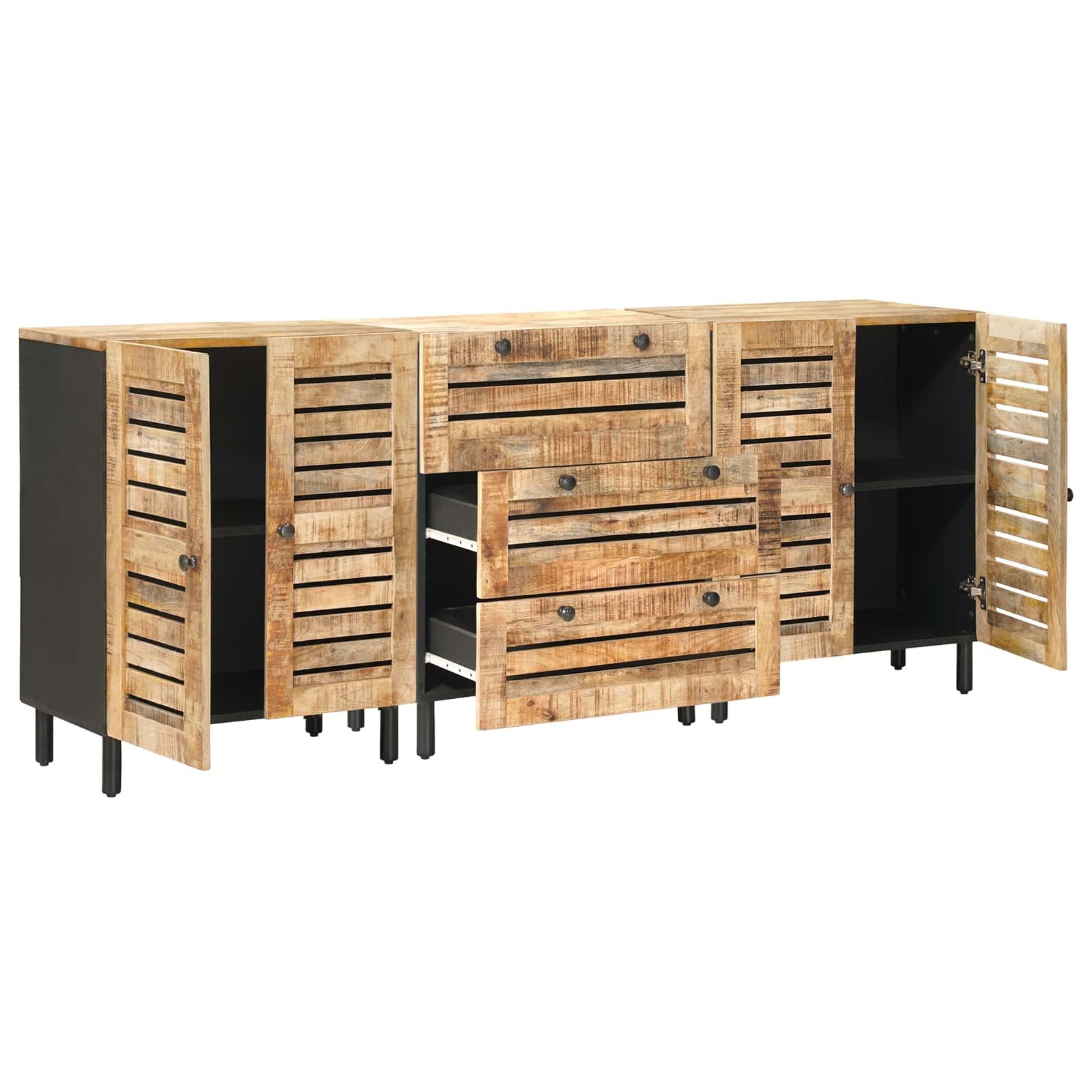 vidaXL Schranksystem Stauraumschränke 3 Stk. 180 x 33 x 75 cm Massivholz Natur (3-St)