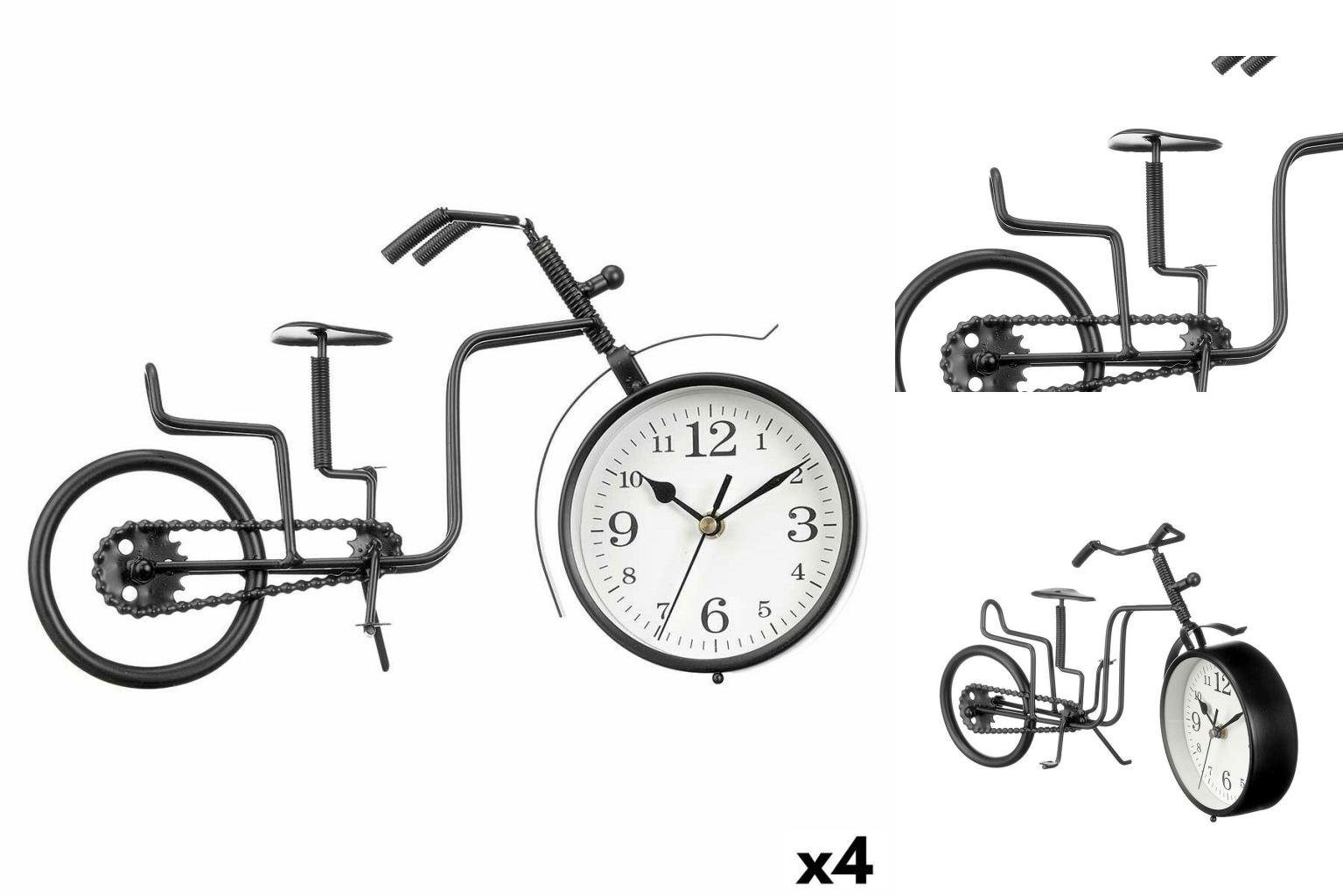 Uhr x 4 21 x Rund Gift Decor Schwarz Tischuhr 4 Fahrrad Metall Stück 33 cm