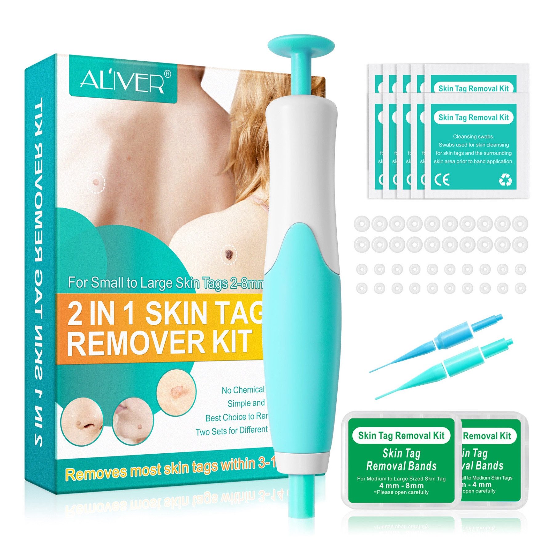 ALIVER Warzen-Behandlungsstift Stielwarzen Entferner Skin Tag Removal Set Anti Warzenentferner 2in1, 1-tlg., Steilwarzenentferner, Warzenentferner, 2in1