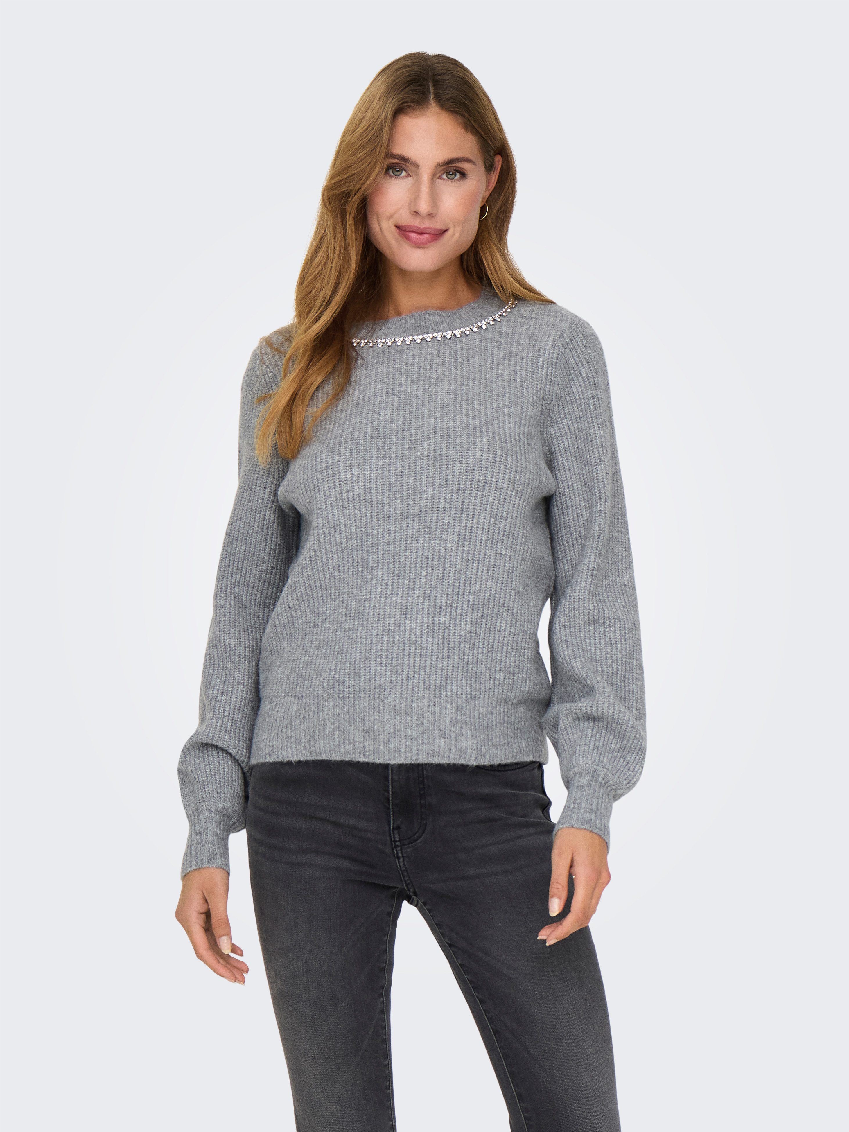 ONLY Rundhalspullover ONLGAIDA LIFE LS EMB günstig online kaufen