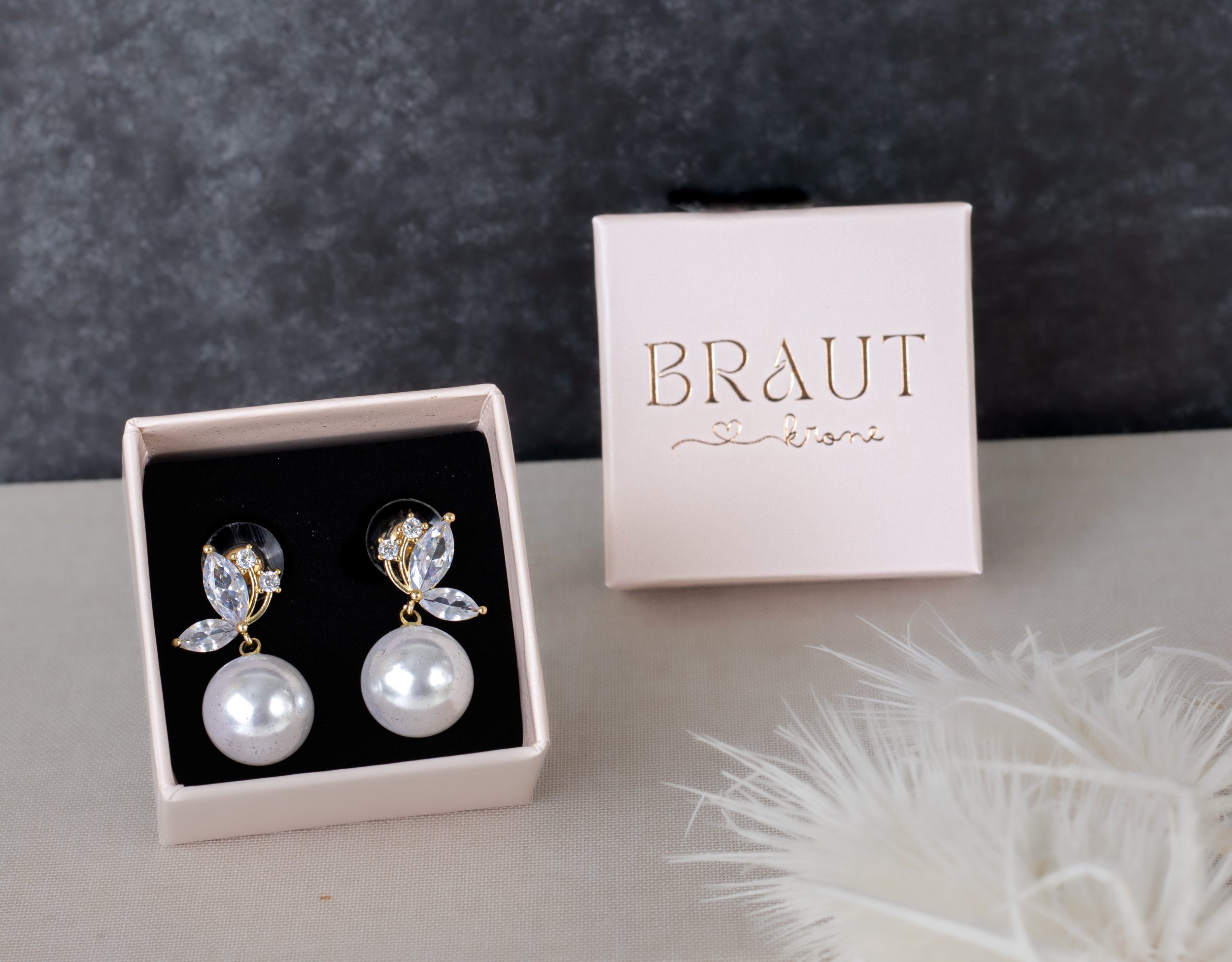 Perlenohrringe 14k Vergoldet – Mit Zirkonia-Akzenten, Für Braut & Festliche Anlässe, Elegant & Leicht
