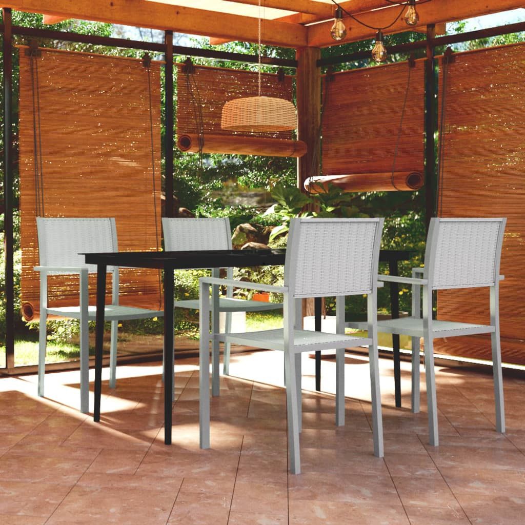vidaXL Garten-Essgruppe 140 cm Tischlnge 5-tlg Garten-Essgruppe Weiß Sitzgruppe Set Sitzgruppe