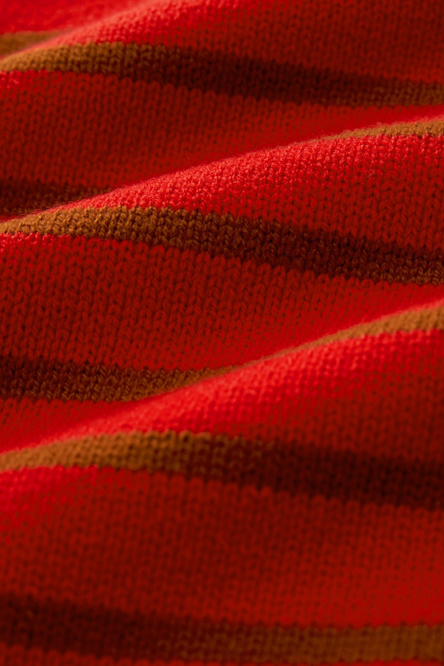 2-in-1-Pullover Next and Brown goldfarbenen Red mit Gestreifter Lagenpullover Knöpfen (1-tlg)