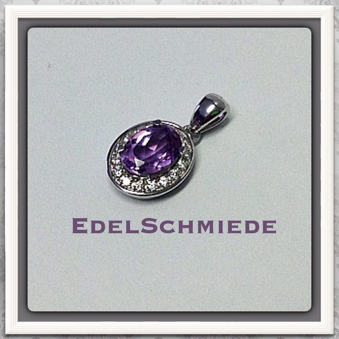 Edelschmiede925 Kettenanhänger Edelschmiede925 Kettenanhänger 925 Silber rhod. mit Zirk in lila