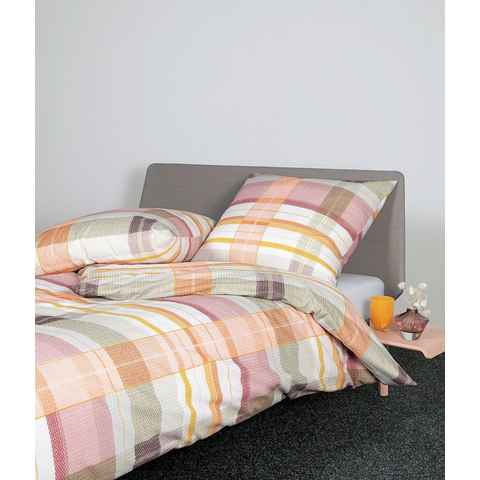 Bettwäsche Deluxe Premium, Traumschloss, Seersucker, 2 teilig, Streifen, rosa,grün,orange