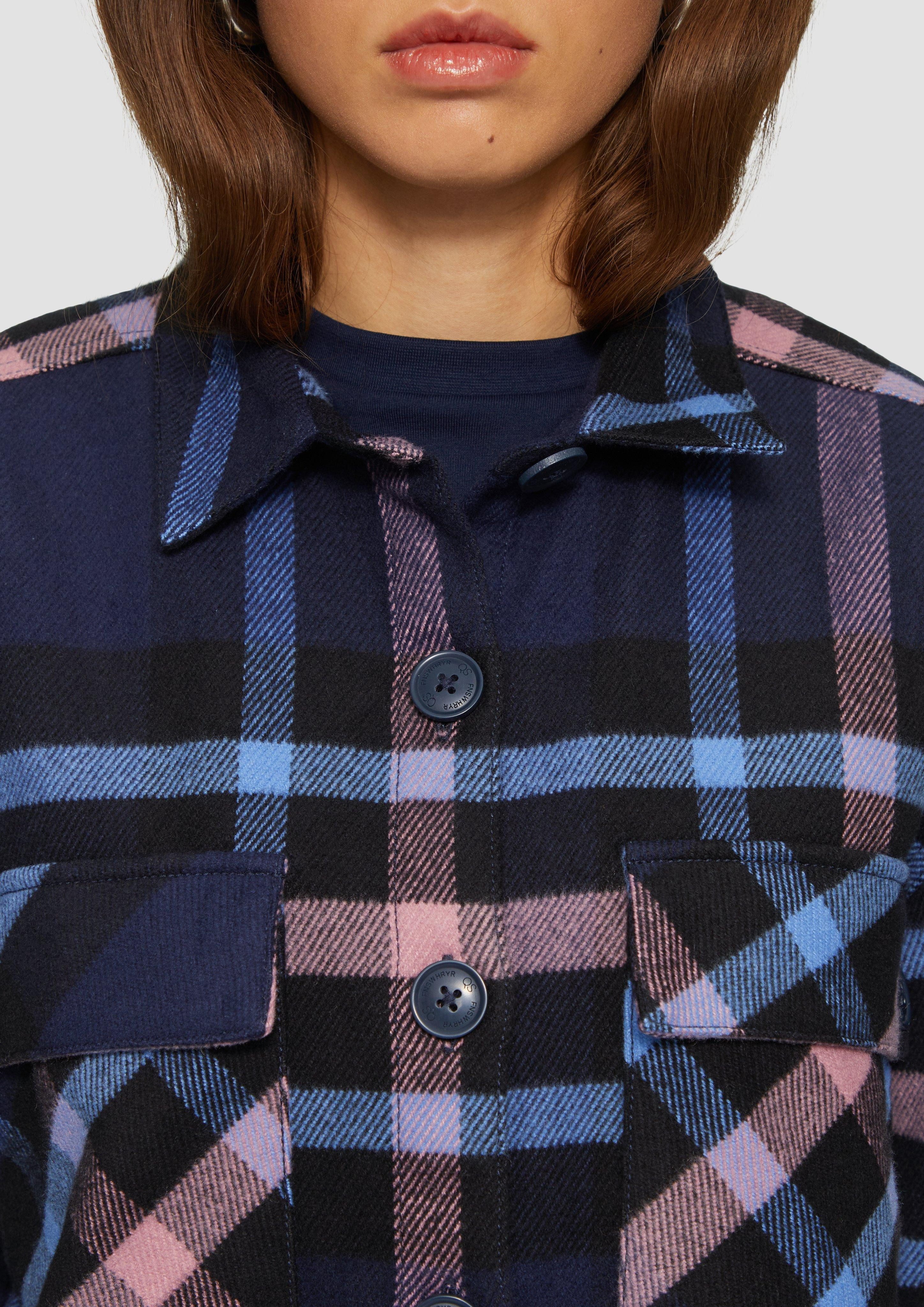 QS Langarmbluse Cropped Overshirt aus Flanell günstig online kaufen