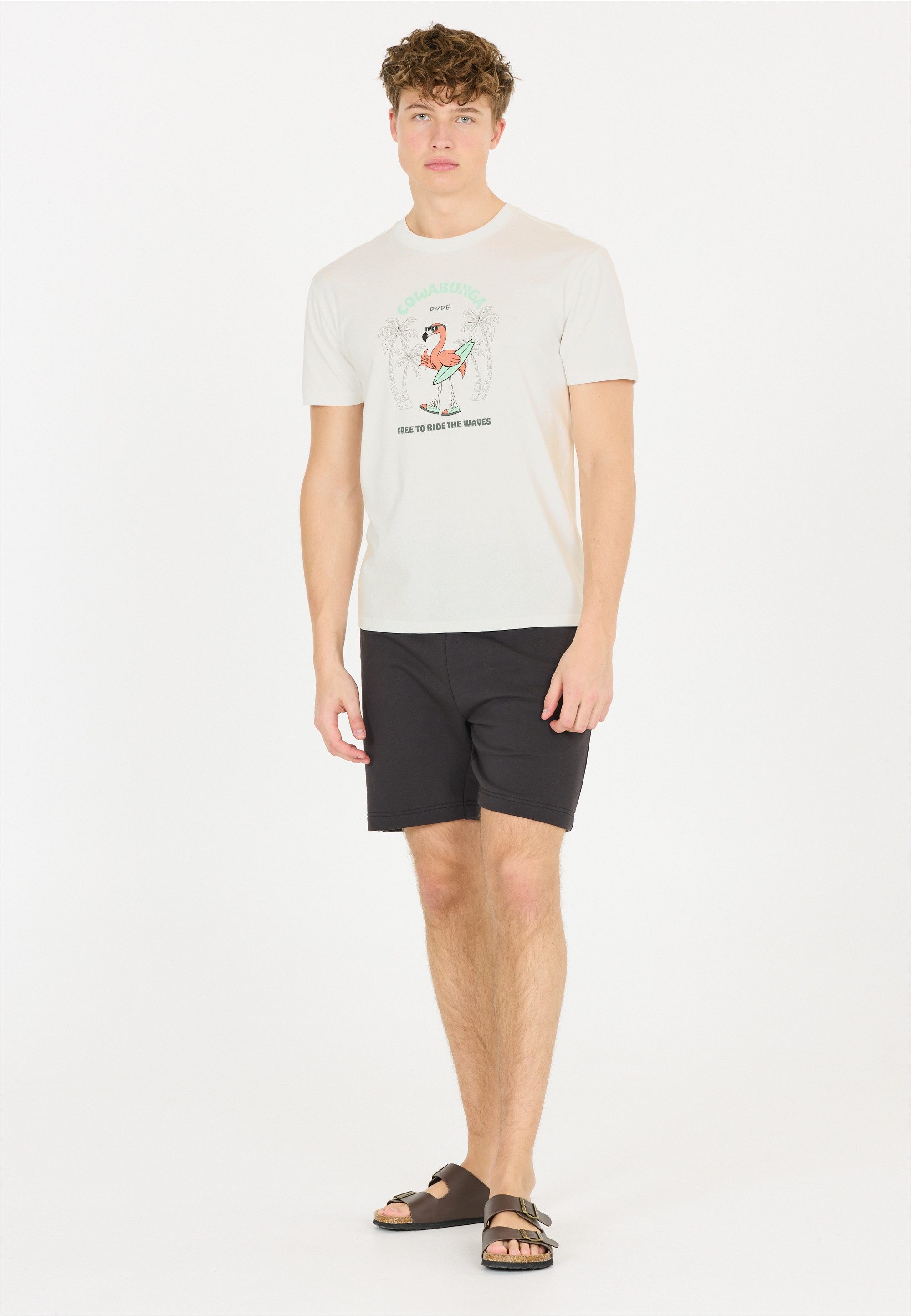 CRUZ T-Shirt Ankara aus reiner Baumwolle mit Feel-Good-Print