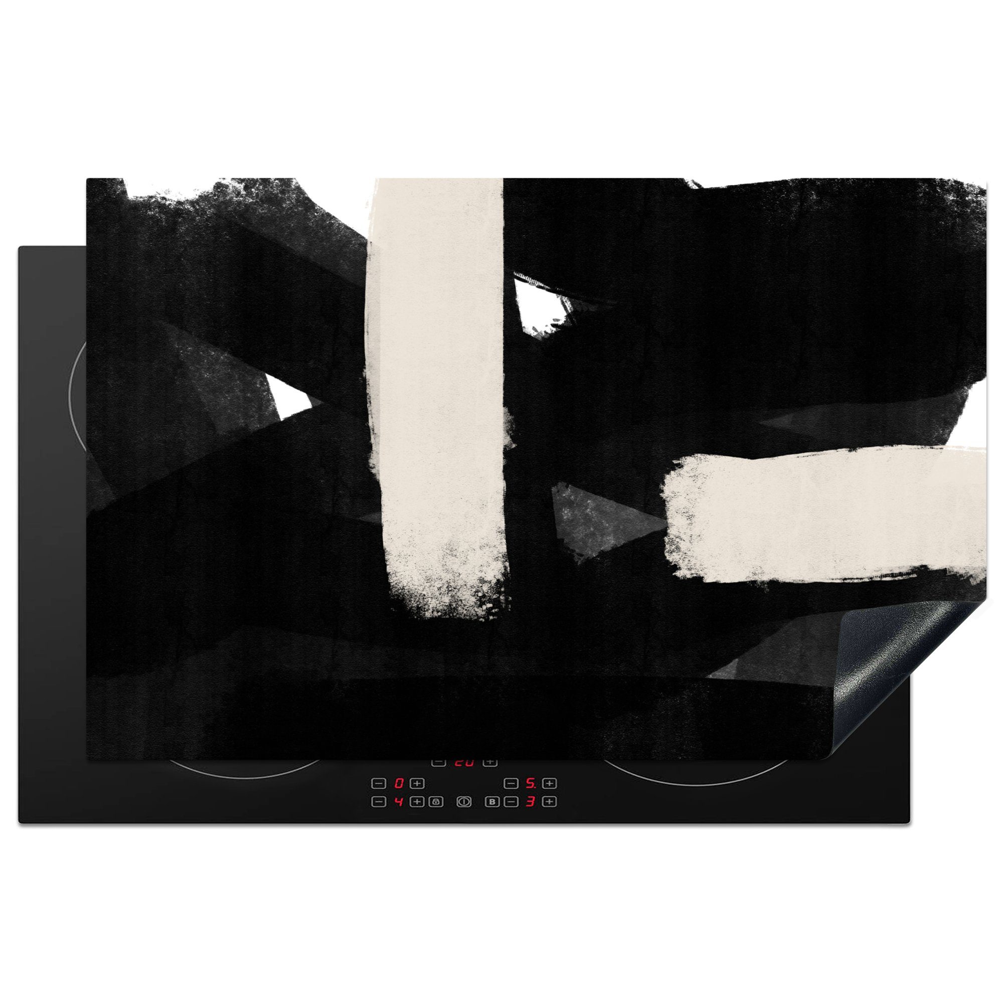 MuchoWow Herdblende-/Abdeckplatte Abstrakt - Pastell - Minimalismus, Vinyl, (1 tlg), 81x52 cm, Induktionskochfeld Schutz für die küche, Ceranfeldabdeckung