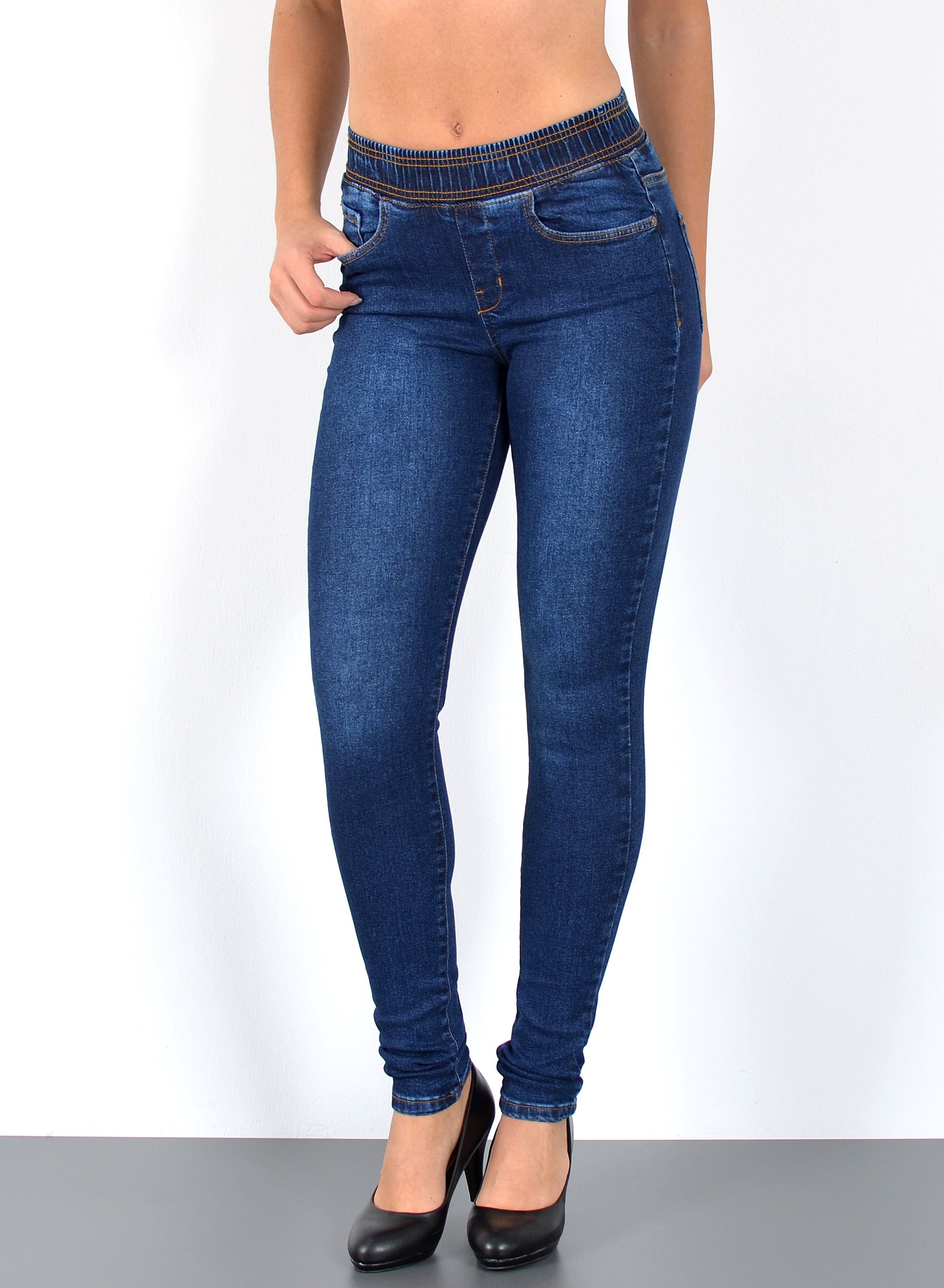 ESRA Stretch-Jeans »J440« Damen High Waist Skinny Jeans, elastischer  Gummibund, elastischer Gummizug, Enge Röhrenjeans Hoch Bund mit  Stretch-Anteil, bis Übergröße / Plussize Größe online kaufen | OTTO
